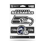 Rico Industries MSS2901CF Seahawks - Carbon Fiber Design - Triple Spirit Stickers, Black, 5 x 7 sheet