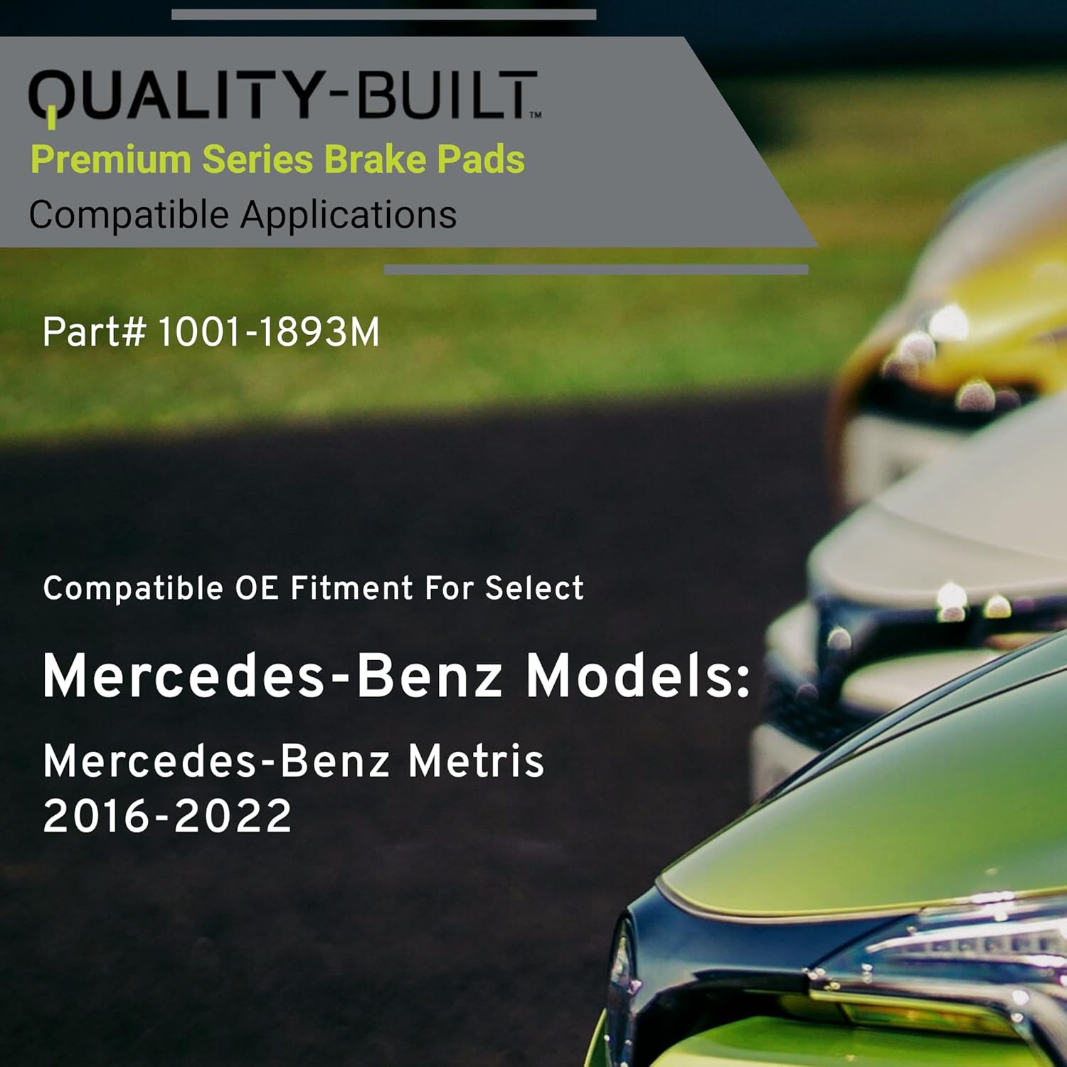QUALITY-BUILT Rear Semi-Metallic Brake Pads, Premium 1001-1893M, Compatible with 2016-2022 Mercedes-Benz Metris