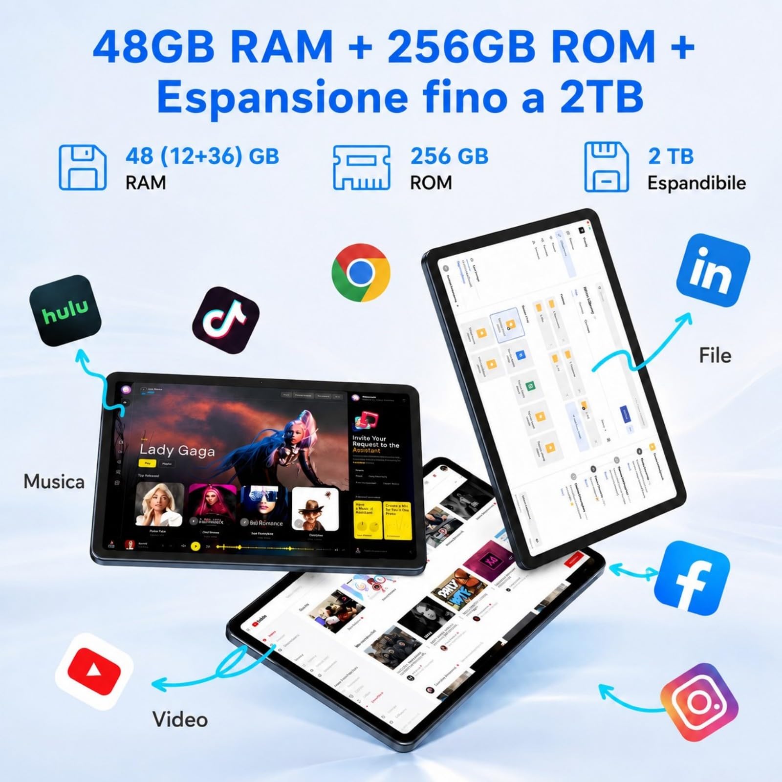BESTTAB Android 16 Tablet con tastiera, 12,2 pollici 120 Hz 2,5 K FHD, 48GB RAM+256GB ROM (2 TB TF), T7280 Octa-Core, 10000mAh, Widevine L1, Tablet con SIM 4G LTE/ 5G WiFi, 16MP+8MP, Gemini AI, GPS