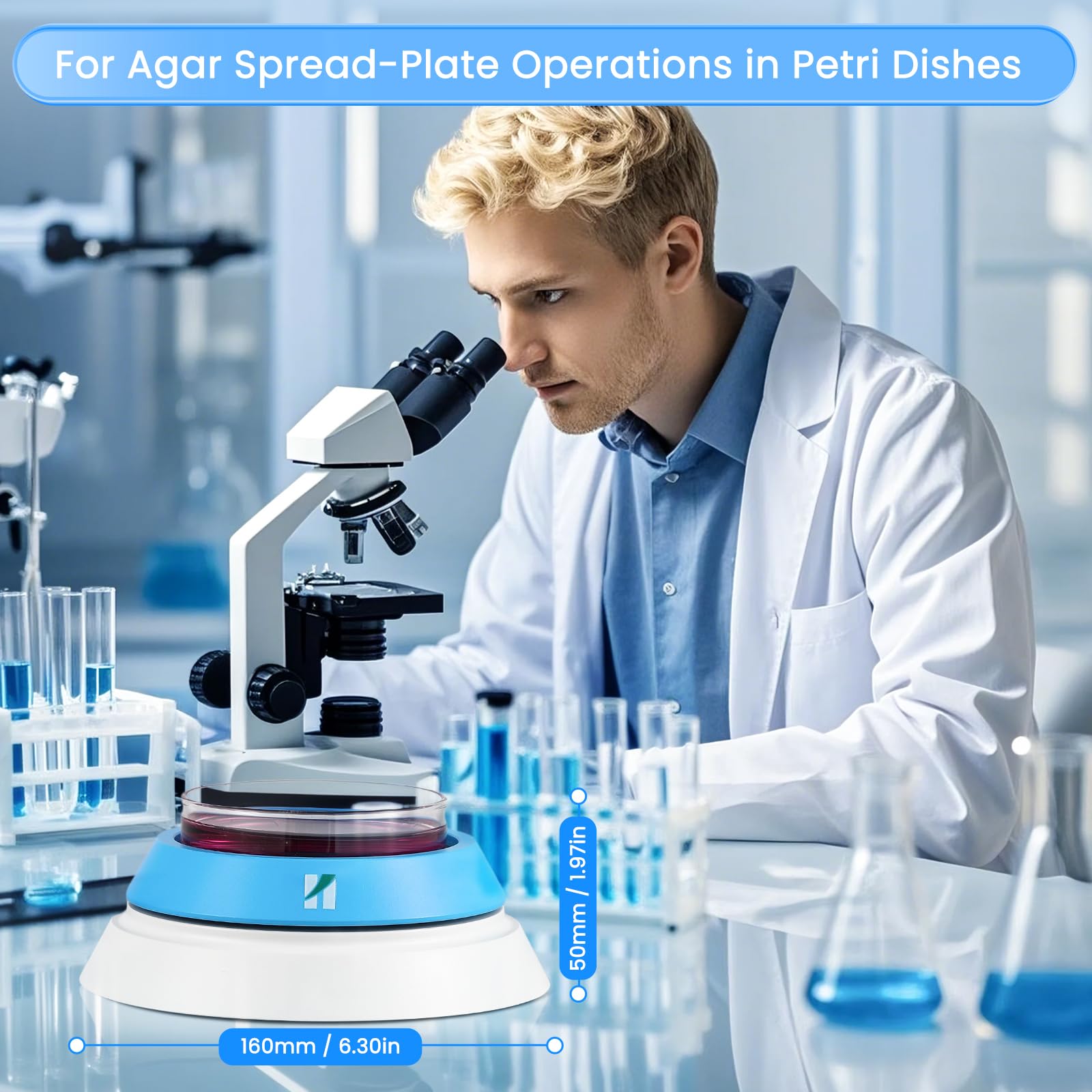 Huanyu Piatto di Petri manuale Tavolo girevole 60-150mm Plastica Vetro Petri Piastre Spreader Tavola Rotazione Piatto Cultura Piatti Coater Giradischi per Laboratorio Scienza Esperimento Agar