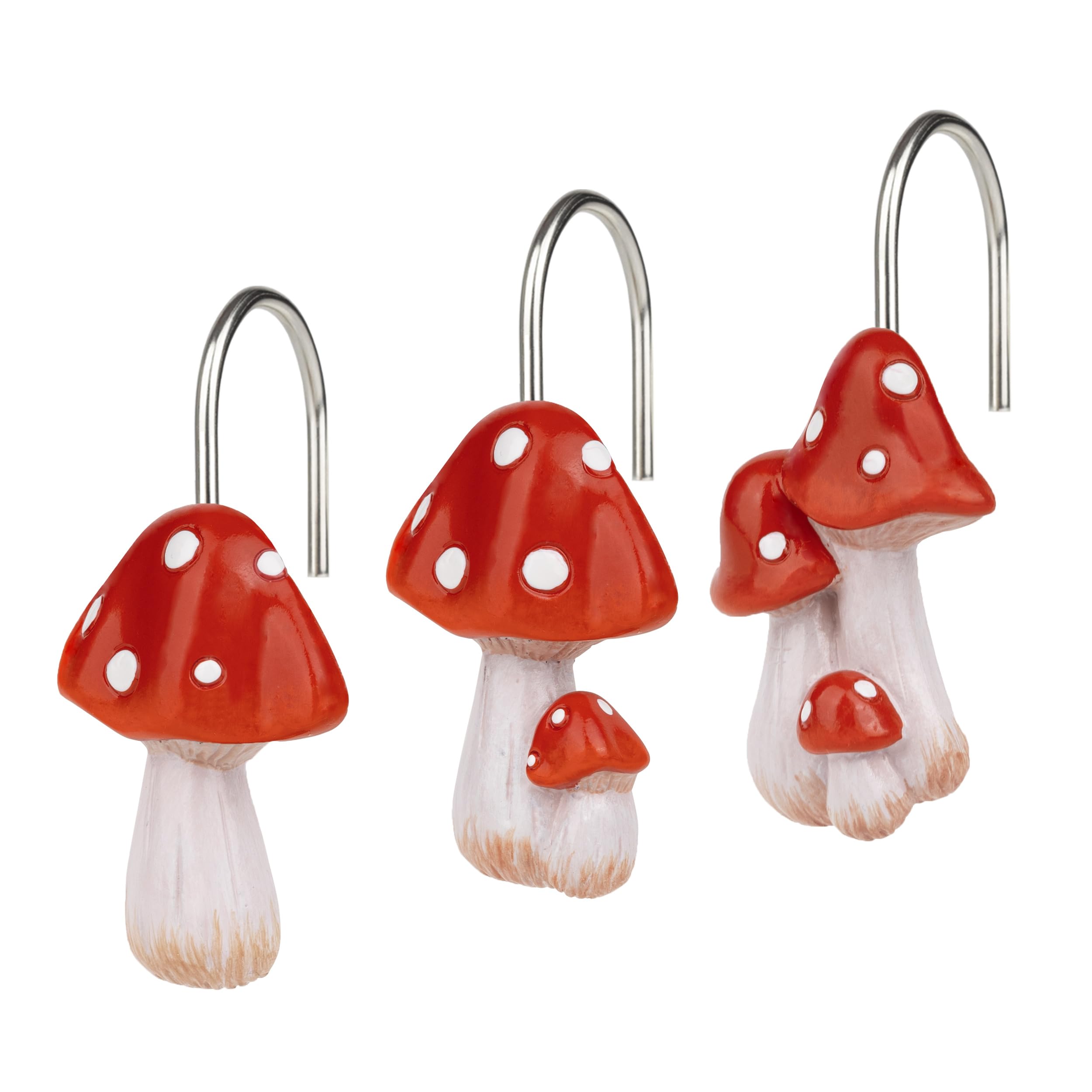 Crochets de rideau de douche champignon finition soignée pour salle de bain