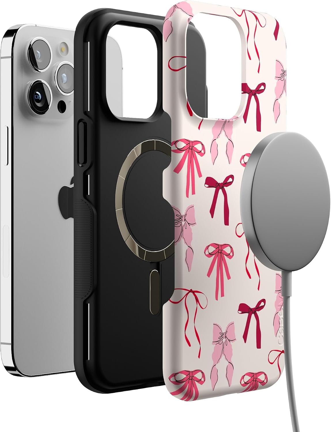 Casely iPhone 14 Pro Max Case | Lover Girlie | Pink Bows | Bold Protective Design | Compatible with MagSafe