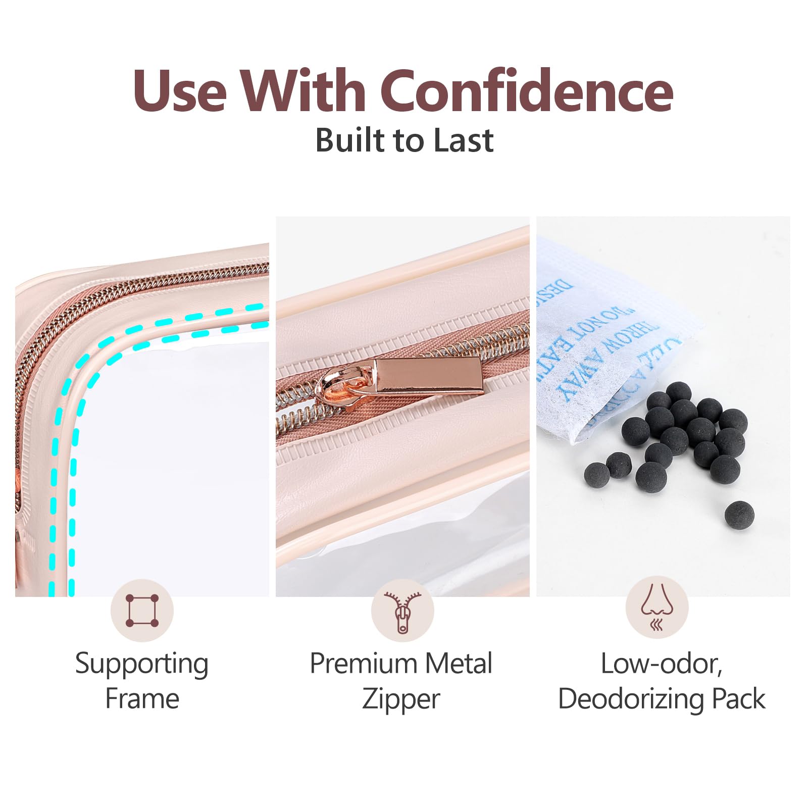 PACKISM Borsa da toilette approvata TSA, borsa trasparente per il trucco, impermeabile, borsa da viaggio per cosmetici, da donna, borsa da trasporto conforme alle compagnie aeroportuali, confezione da
