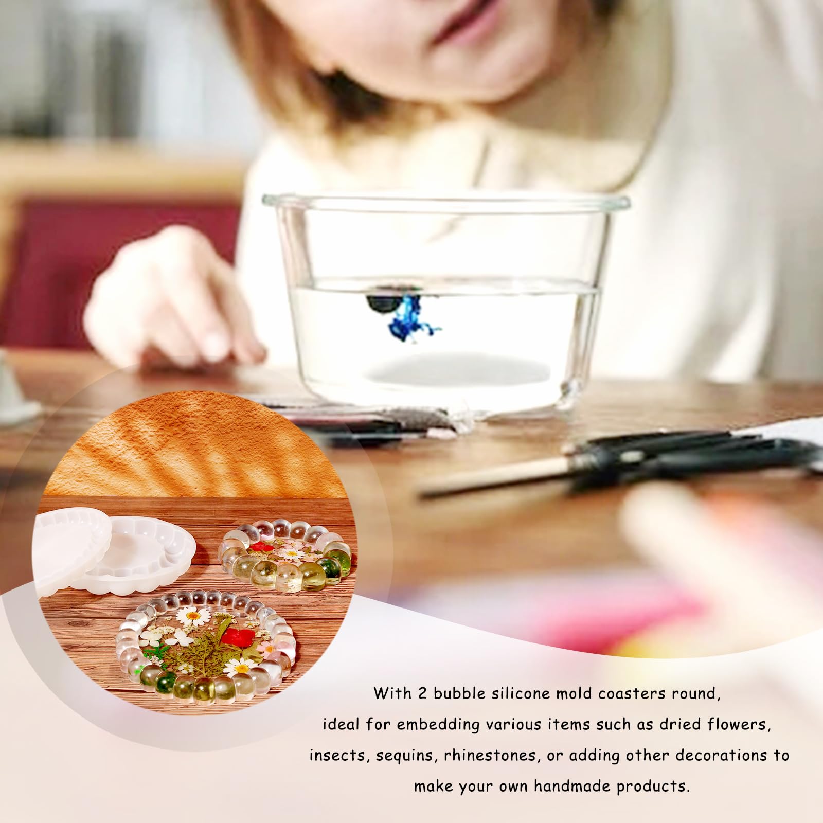 2er-Set Bubble Epoxidharz Formen - Silikon-Untersetzer Für DIY-Harzkunst (13x13cm)