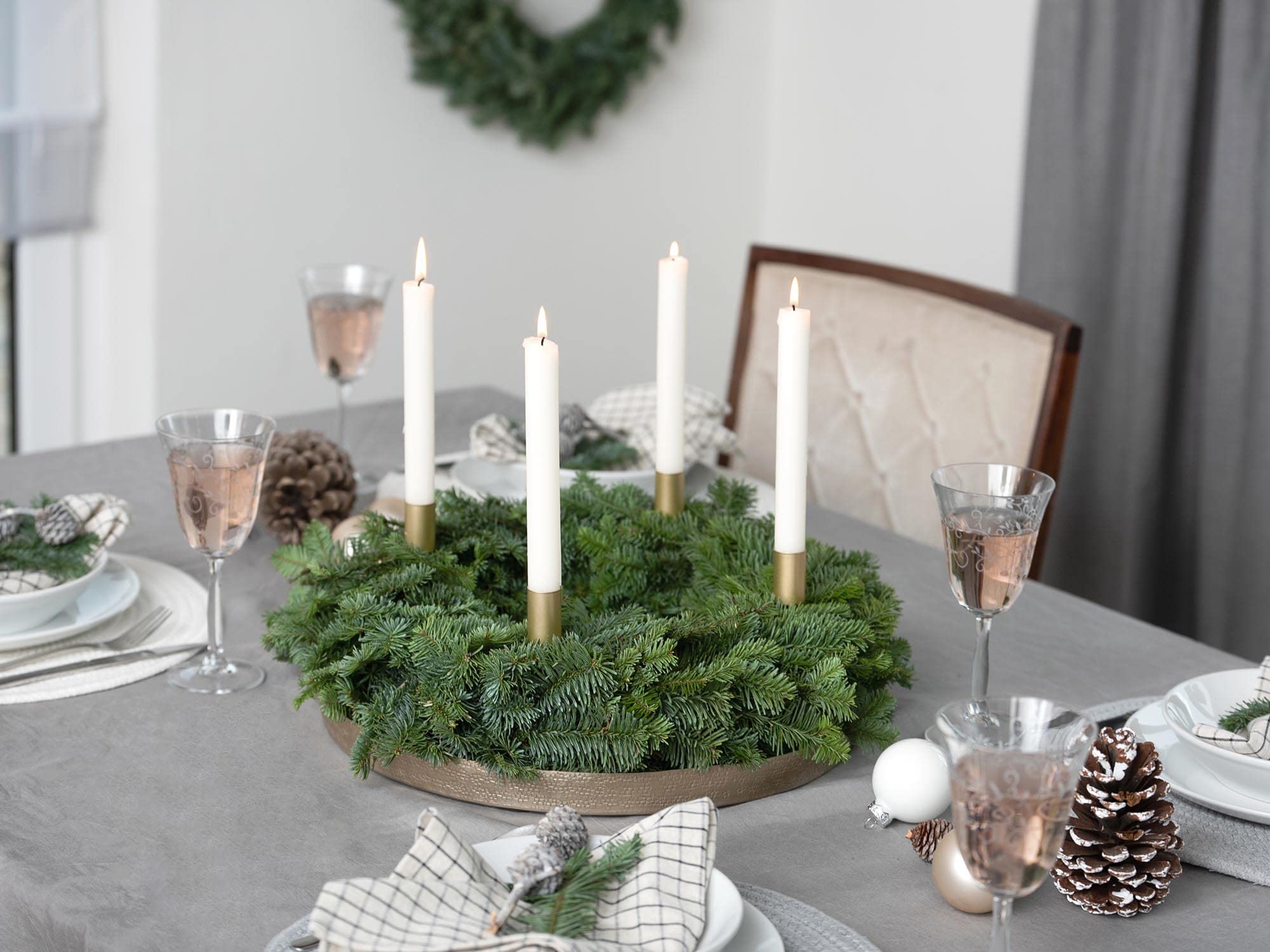 Tannenkranz aus frischer Nobilis-Tanne - FRISCH - 50 cm - beidseitig rund gebunden - Adventskranz Rohling