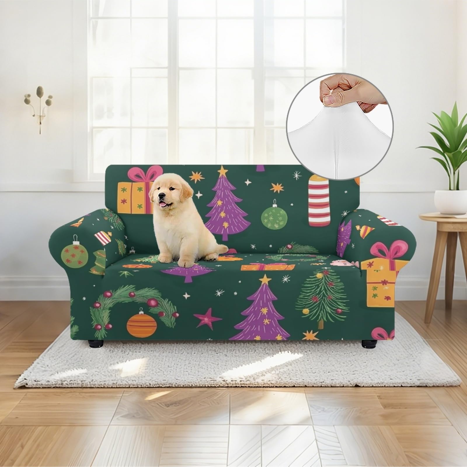 Housse Canape 2 Places Arbre Violet Housse Canapé Extensible 1 Places,avec Accoudoirs,Super Élastique Sofa Cover,Antidérapante,Antisalissure,Lavable