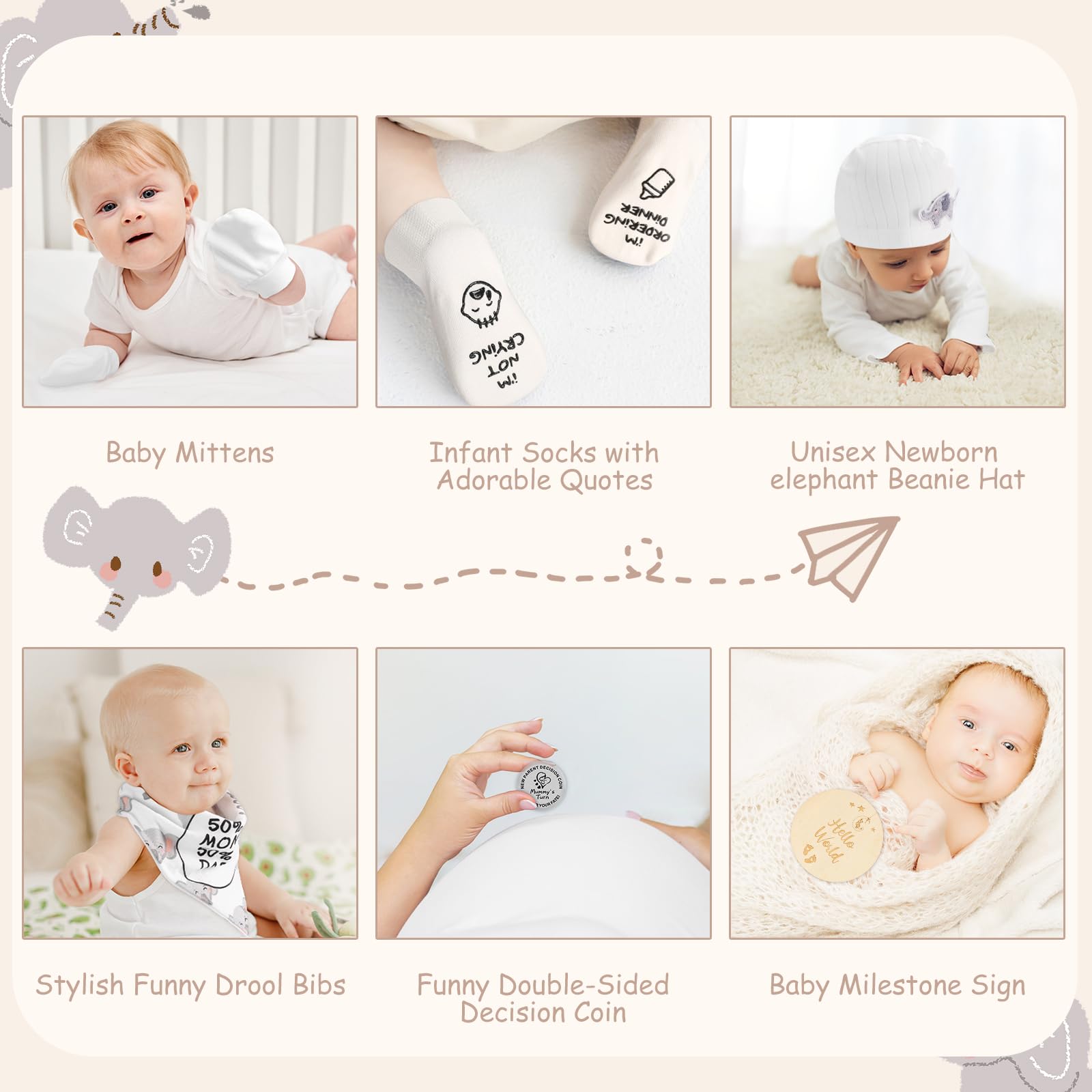 Regalos para nuevas mamás para mujeres, regalo de embarazo de lujo para nuevos padres, regalos de revelación de género, juegos de bebé de elefante con vaso para mamá, papá, artículos esenciales para
