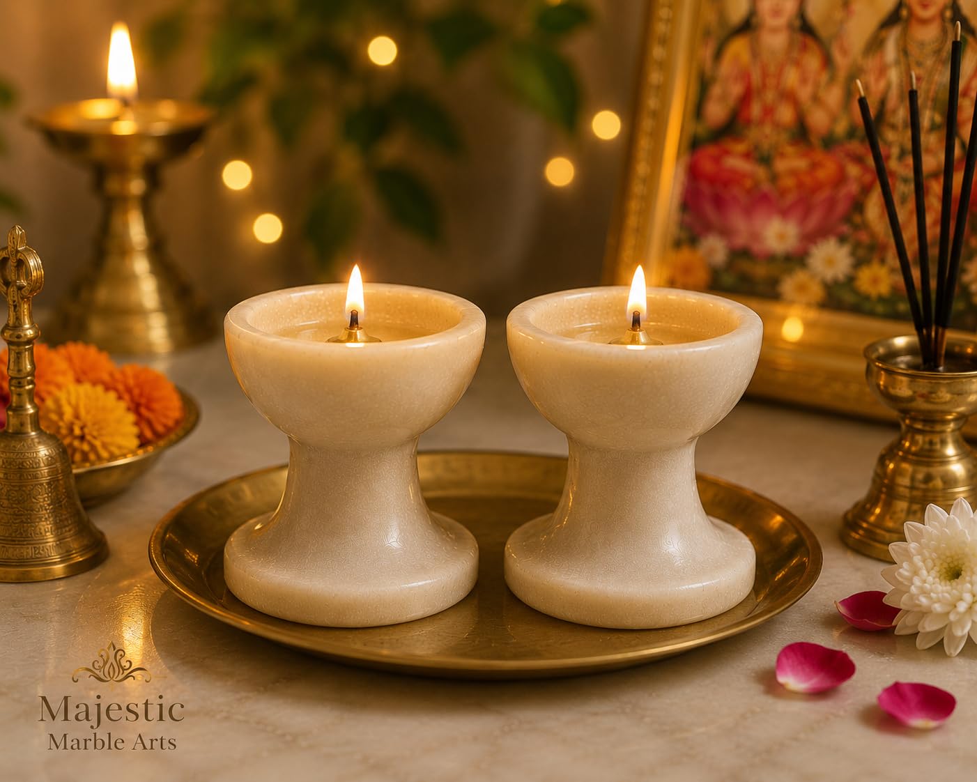 White Marble Diya for Pooja and Decoration, Handmade Oil Lamp, Home Temple, Diwali and Festival Decor, 5x5x5 cm Size, Deepak for Pooja-image-7
