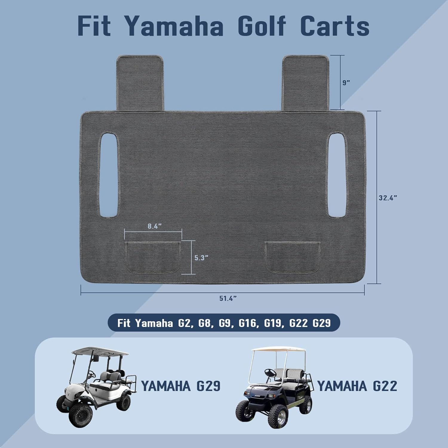 LEAGOMAX Golf Cart Seat Cover Yamaha, Breathable Heavy Duty Universal Golf Cart Seat Blanket Towel for Yamaha G2, G8, G9, G16, G19, G22 G29 Golf Carts with 2 Pockets for Your Golf Items