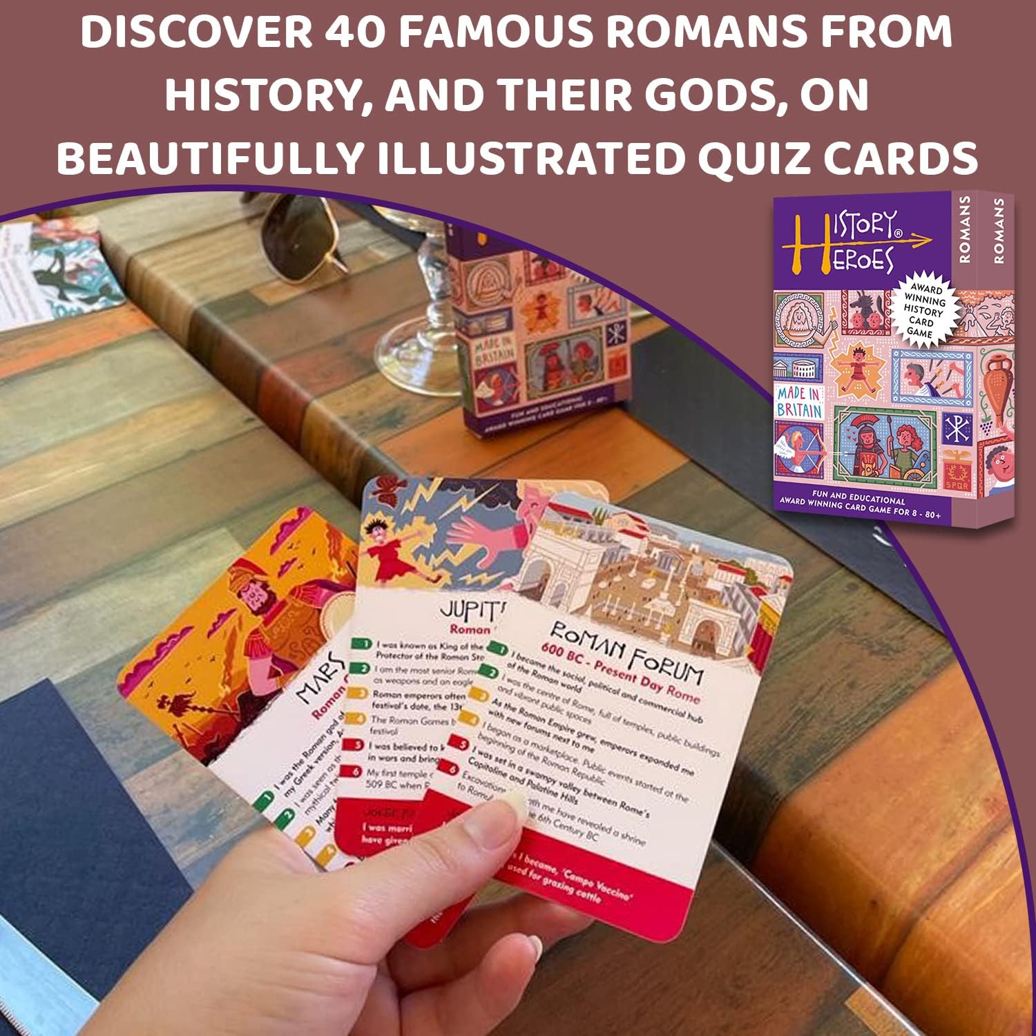 History Heroes: Romans, Ancient History Quiz Card Game for Kids Adults, Game Night - Image 4