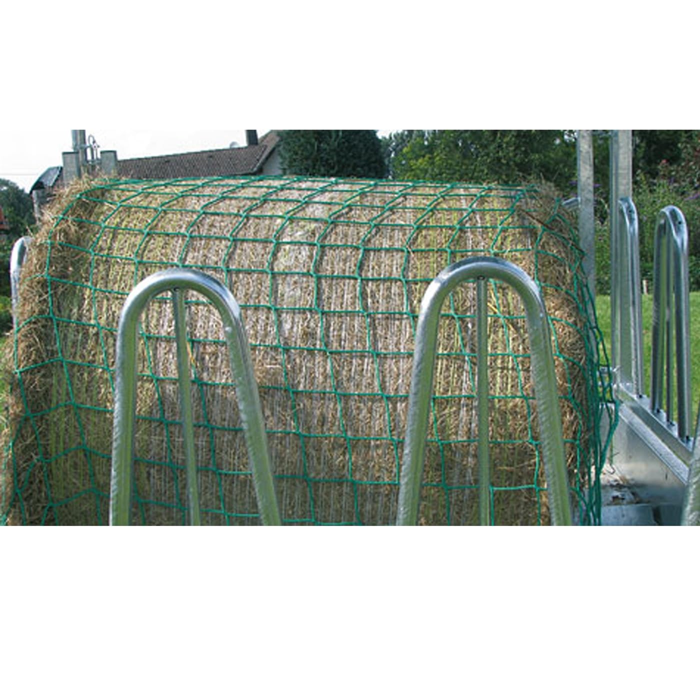 Kerbl Siatka oszczędzająca pokarm (siatka na bele siana, rozmiar 2,8 x 2,8 m, wielkość oczek 100 x 100 mm, siatka na siano do karmy, kolor zielony) 291263