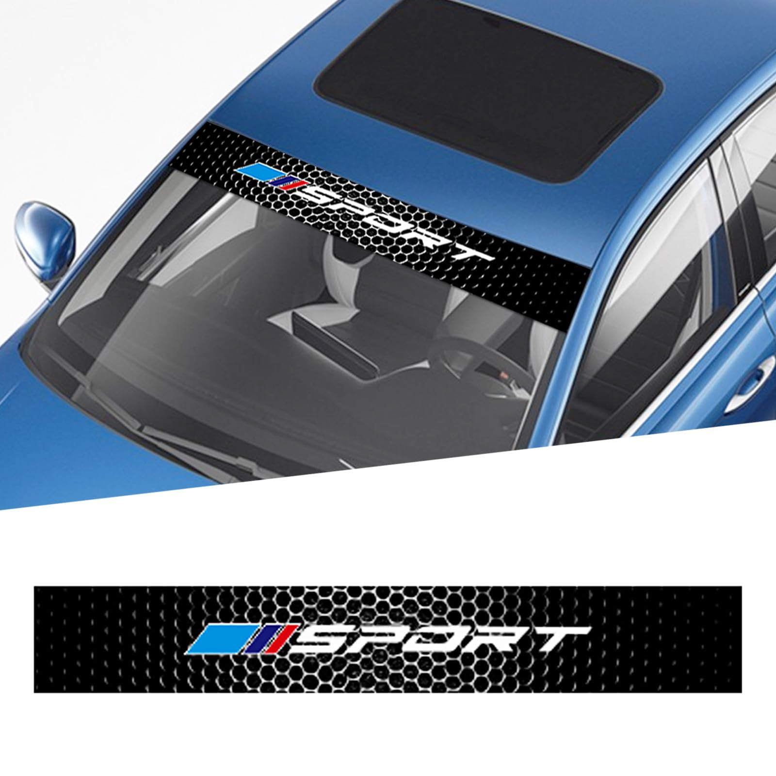 ONEMAJI Car Windscreen Sunstrip for Abarth 500e Cabriolet 2023 2024 2025 2026, Front Windshield Sun Visor Decal Strip Automotive Sun Shade Protective Window Film Sticker,C