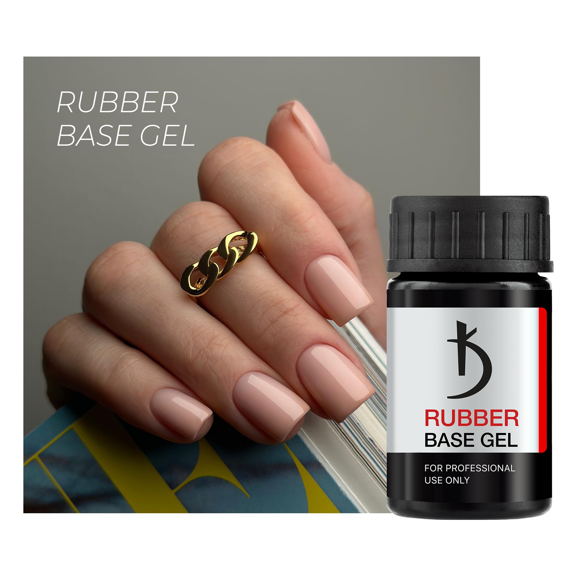 Kodi Professional Rubber Base Gel - Base Coat Gel Polish UV LED - Vernis Semi Permanent, vernis à ongles très résistante, facile à appliquer et à enlever 14 ml