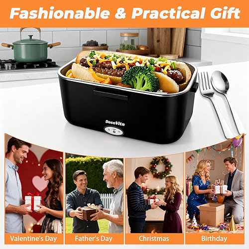 Miniatura 8 de Fiambrera eléctrica para adultos, lonchera térmica de 80 W, 1.5L, acero inoxidable 304, calentador de alimentos portátil, 1224110 V, lonchera