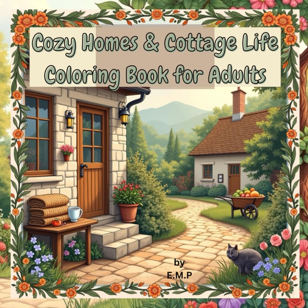 Cozy Homes & Cottage Life Coloring Book for Adults: Cottagecore Scenes, Cozy Interiors, Gardens & Stress-Relief Coloring Pages