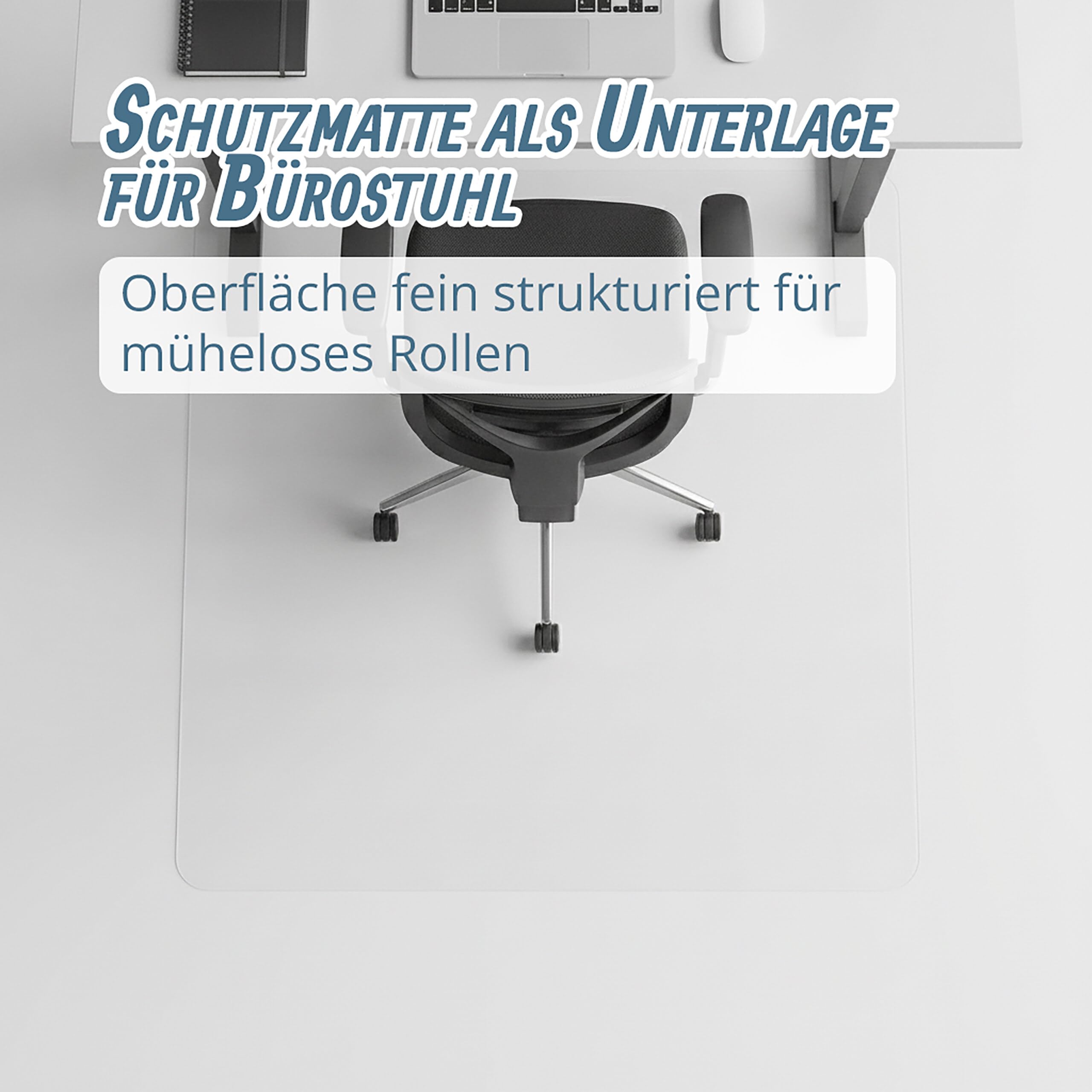 Relaxdays Bodenschutzmatte Bürostuhl, 120x150 cm, PVC Bodenunterlage Laminat, Parkett, Fliesen, rutschfest, transparent