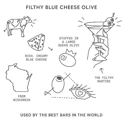 Miniatura 4 de Filthy Food Filthy Blue Cheese - Aceitunas rellenas de queso azul – Guarnición de Martini prémium – Sin OMG y sin gluten – Tarro de 8 onzas, 4