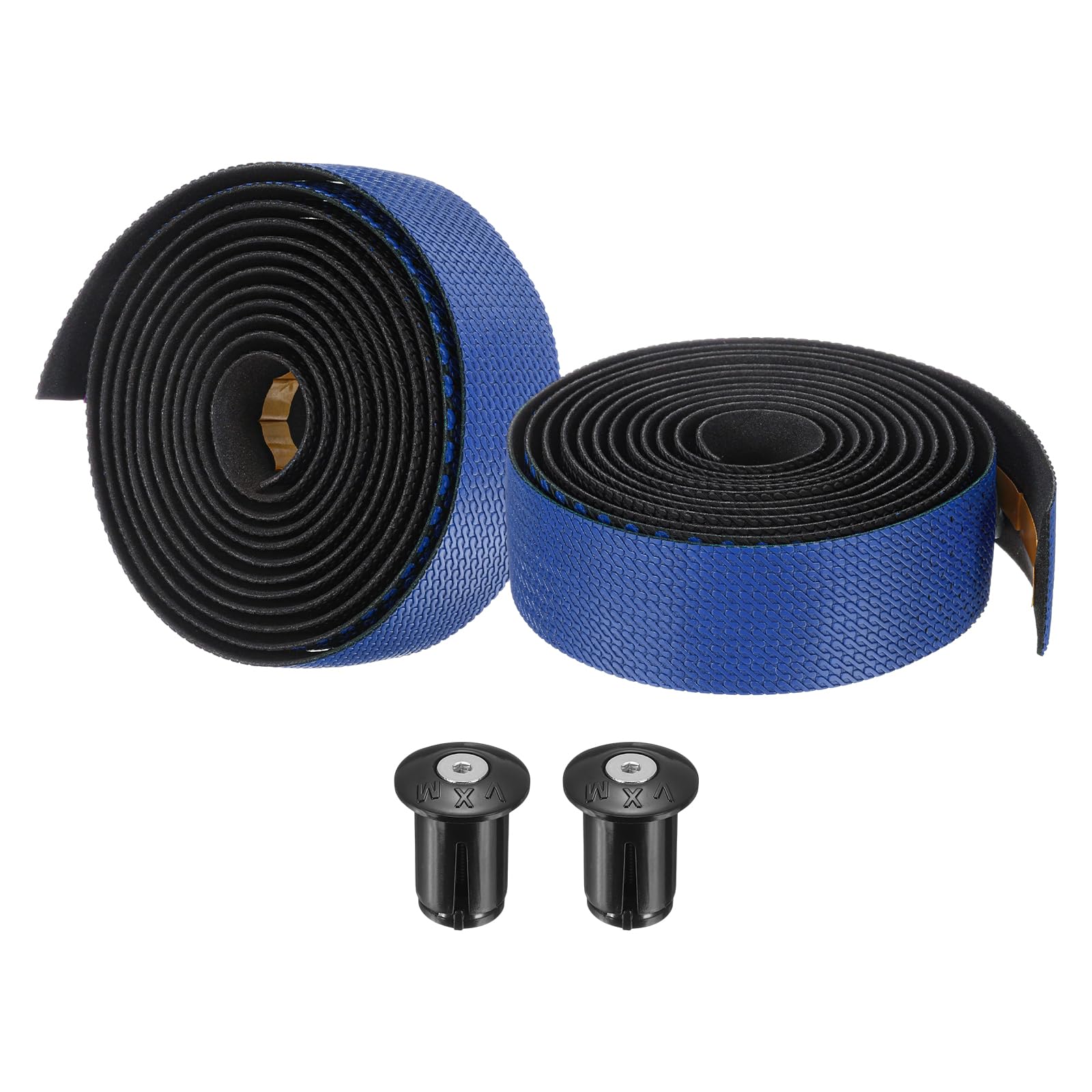 PATIKIL PU EVA Bike Handlebar Tape, 1 Pair Soft Bicycle Bar Tape One Size with End Plugs & Adhesive Backs for Road Cycling Folding, Blue