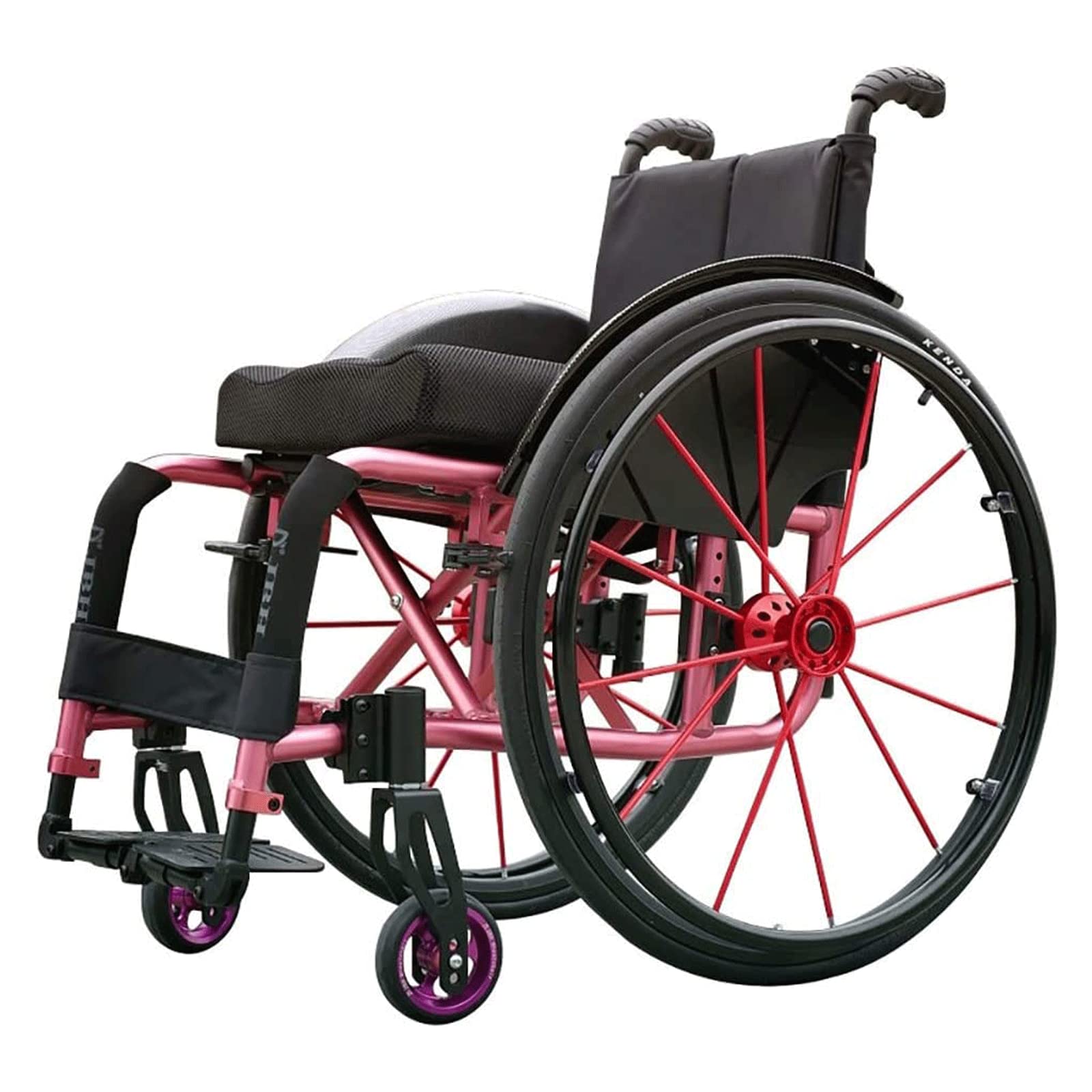 PNAJFUEL Manueller Sportrollstuhl Mit Klappbaren Pedalen Und Großenn, Leichter Medizinischer Selbstfahrender Rollstuhl,/Pink Drogerie & Körperpflege