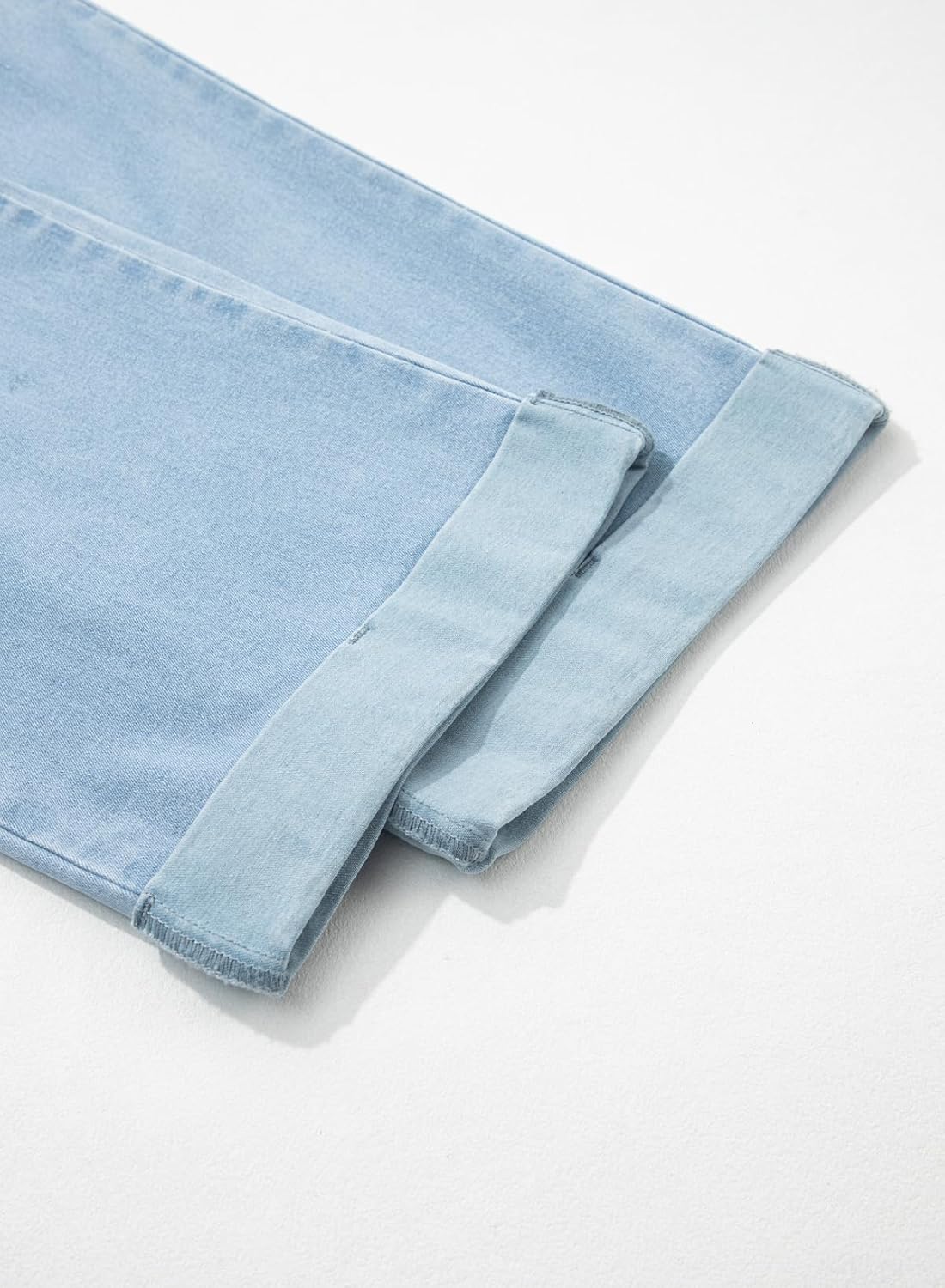 Sidefeel Women's Wide Leg Jeans High Waisted Stretchy Cropped Ankle Capri Rolled Hem Denim Pants - Image 8