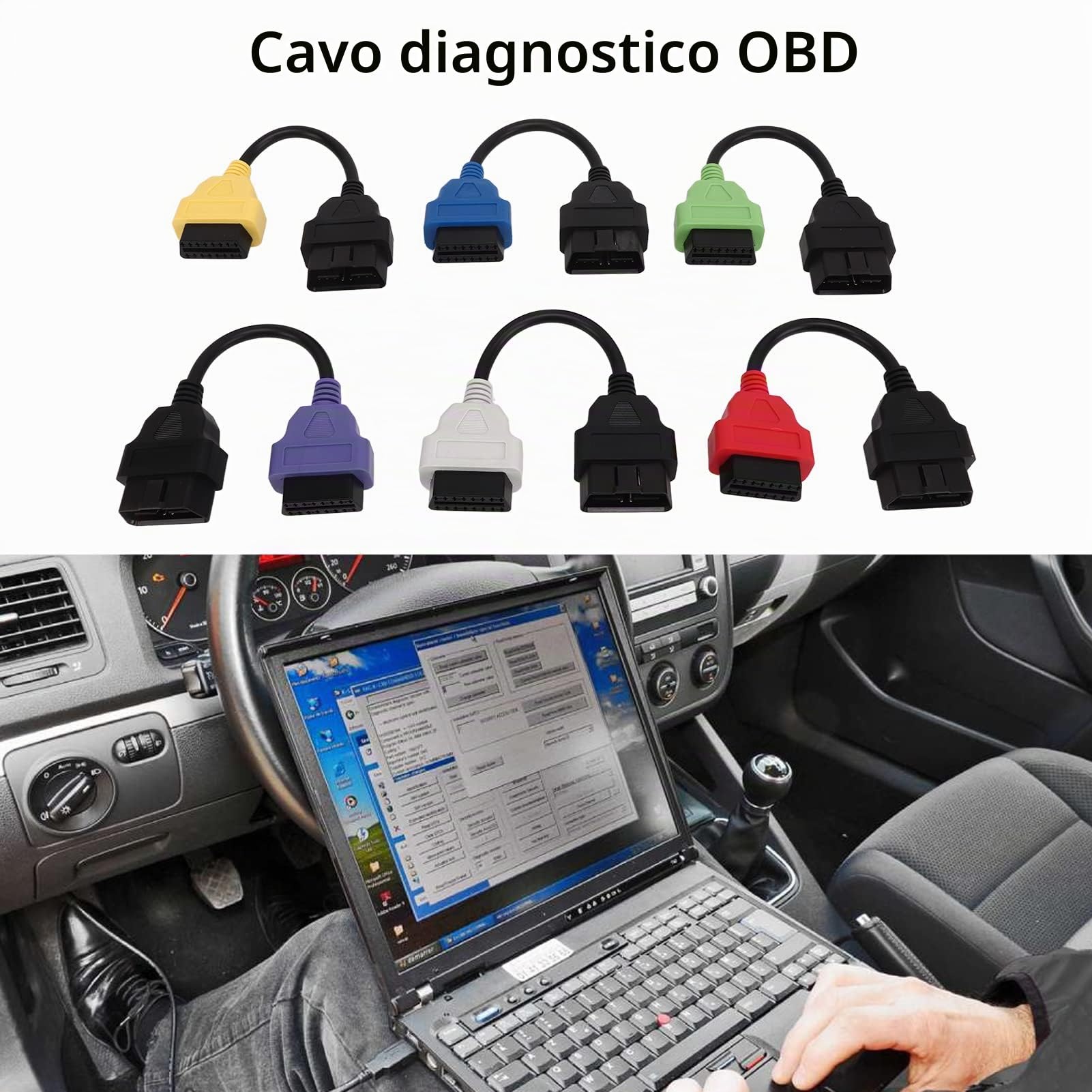 Per Cavo Adattatore, 6 Pezzi Per Cavo Adattatore OBD2 Sostituzione Cavo Strumento di Scansione ECU Diagnostica Per