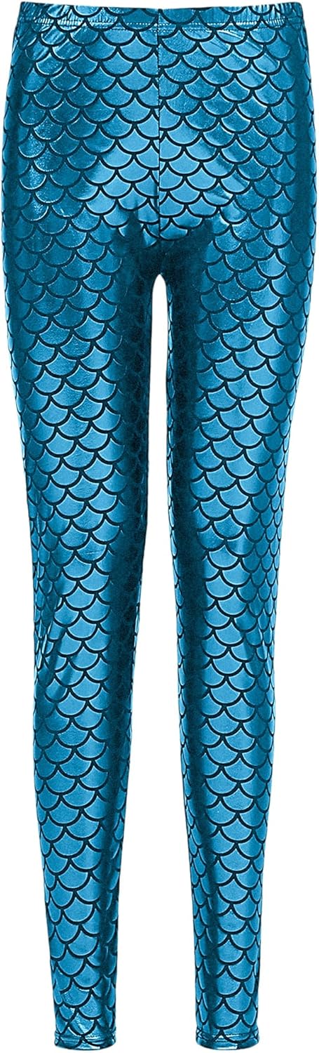 Wildarms Women's Mermaid Scale Leggings - Shiny Green Fish Print Stretch Costume for Halloween,Cosplay,Christmas Outfit - Image 5