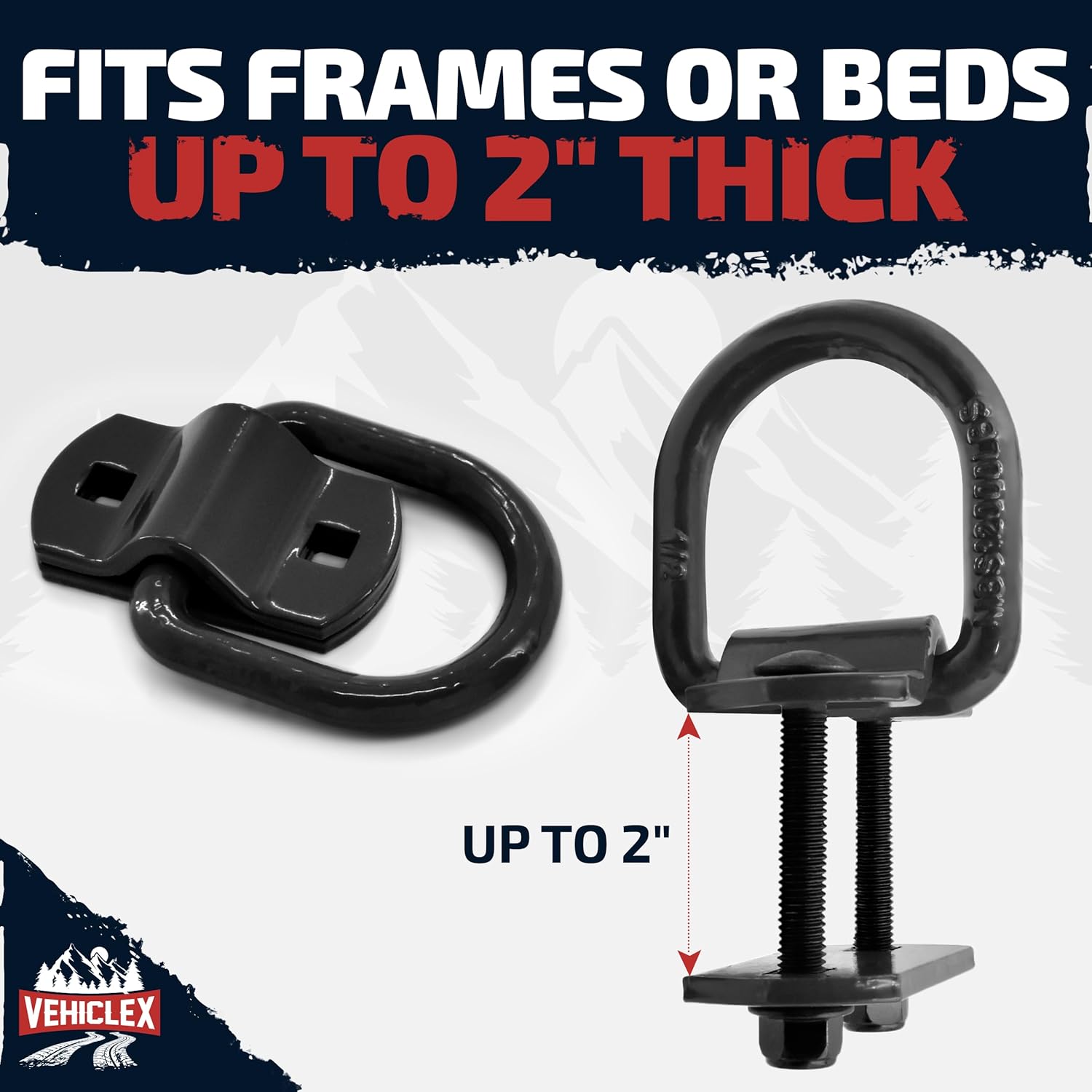 Vehiclex Trailer Tie Down Bolt-On D Rings - Forged Anchor Points (4 Pack), 12,000 lbs Break Strength, 1/2" Heavy Duty Rings for Trailers (Black) - Image 5