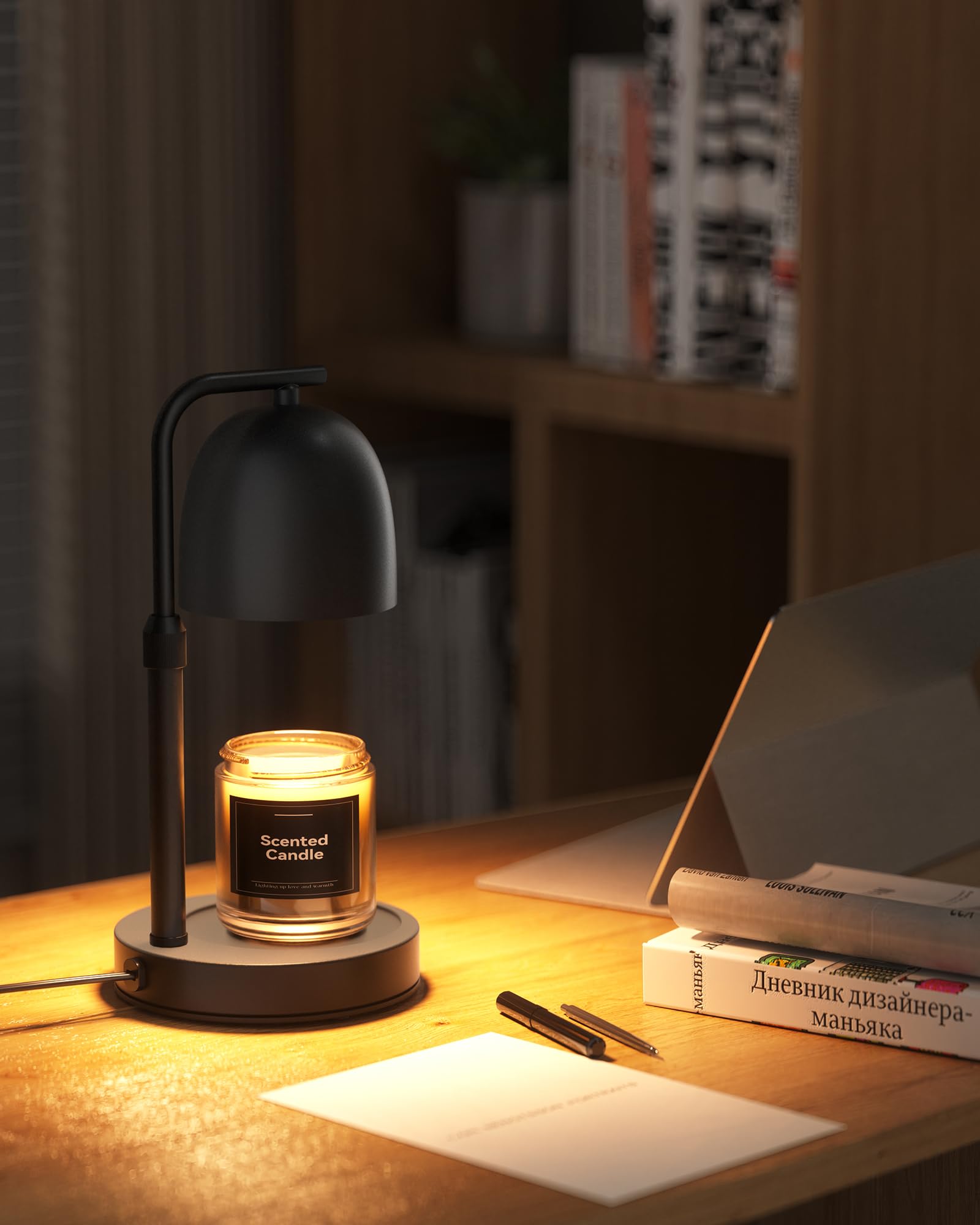 Candle Warmer Lamp with Timer & Dimmable, Adjustable Height Black Candle Warmer for Jar Candles, Birthday Gifts for Women & Men, Office Decor, House Warming Gift, Wax Melt Warmer with 2 Bulbs — view 3