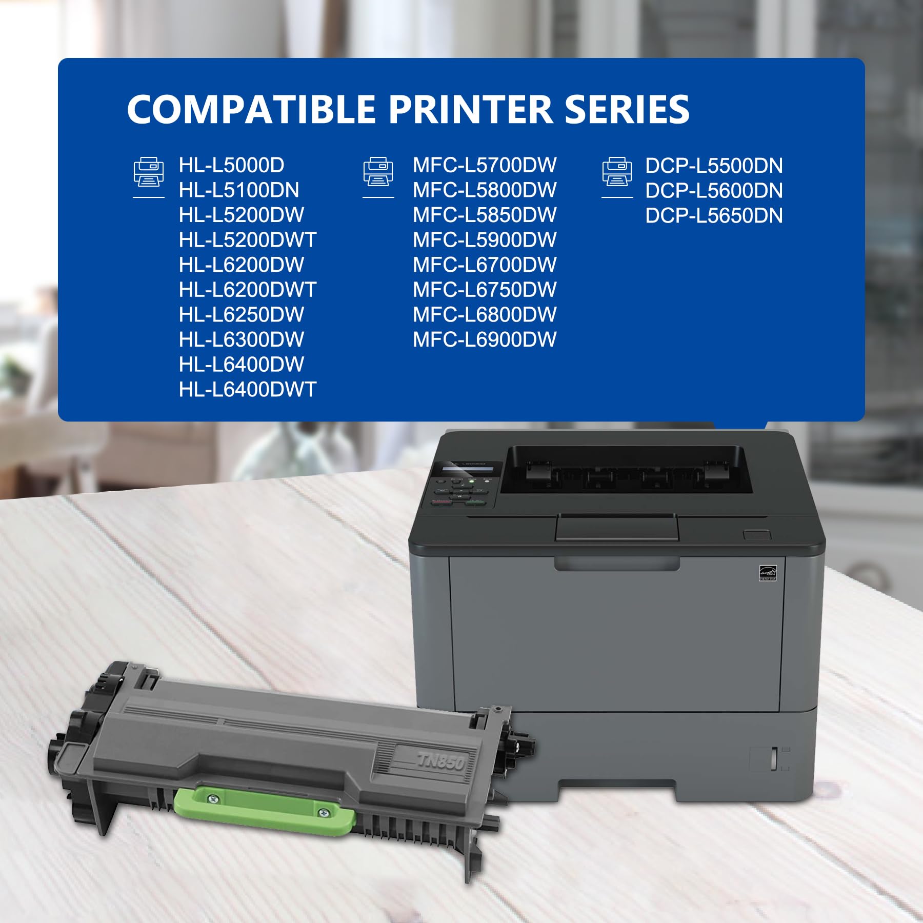 GREENCYCLE 3 Pack TN850 TN-850 Black Toner Cartridge Compatible for