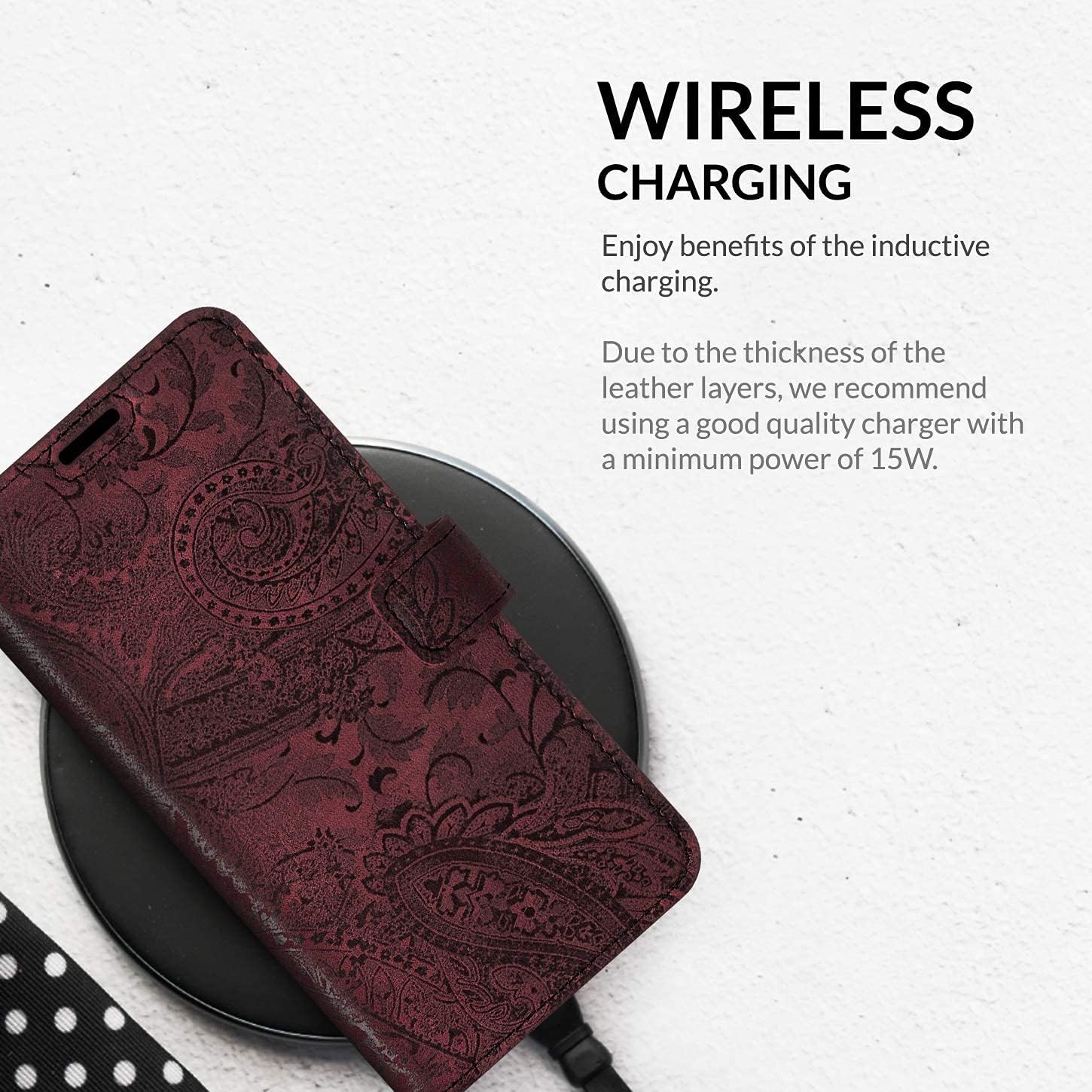 SURAZO Leather Wallet Case Compatible with Samsung A52 & A52s 5G - Genuine Italian Handcrafted Leather - 3 Built-in Card Slots & Cash Pocket - Secure Magnetic Closure Plus Stand Function.