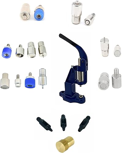 Miniatura 9 de Hobby Trendy Juego de prensa manual con perforadores, troqueles esenciales para botones a presión, ojales, ojales, remaches (rosa)