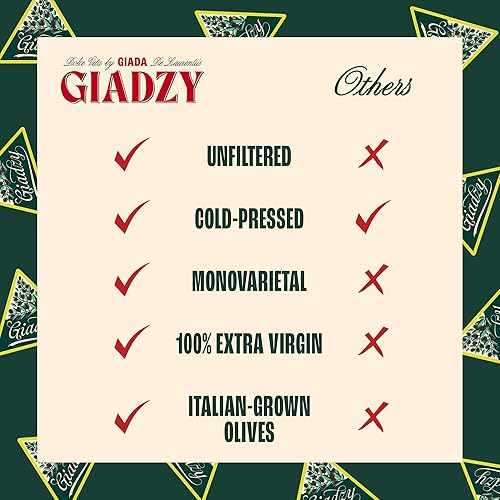 Miniatura 3 de Giadzy by Giada de Laurentiis Aceite de Oliva Virgen Extra - Aceite de oliva italiano prensado en frío sin filtrar de primera calidad, envoltura