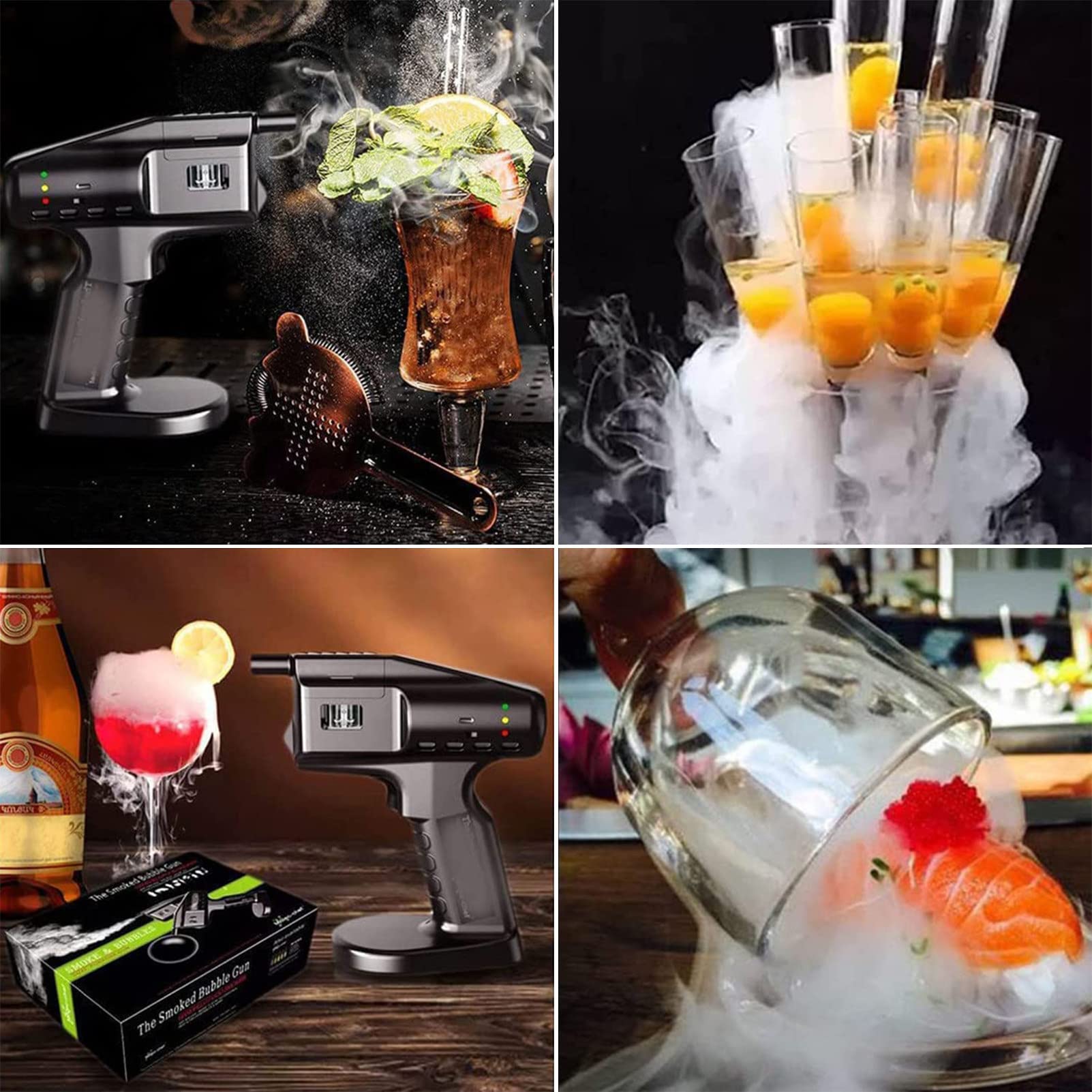 Cocktail Flavour Jet Gun, Cocktail Smoke Bubble Gun, PrzenośNy RęCzny Pistolet Do Rozpylania Dymu, Koktajli, Wina I Sera Klasy Premium