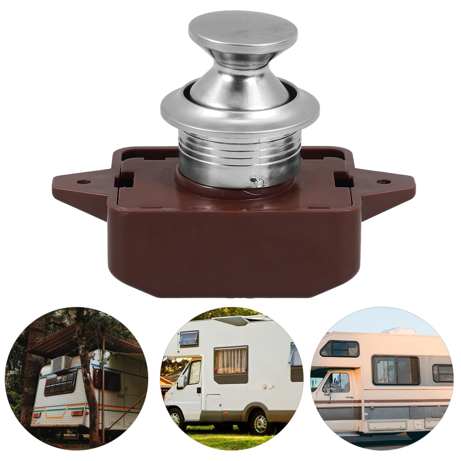 4 Stück Wohnmobil Schrankriegel Druckknopf Schlüssellos Zinklegierung ABS Braun Verstecktes Design für Camper Schubladen Schränke Stauraumtüren