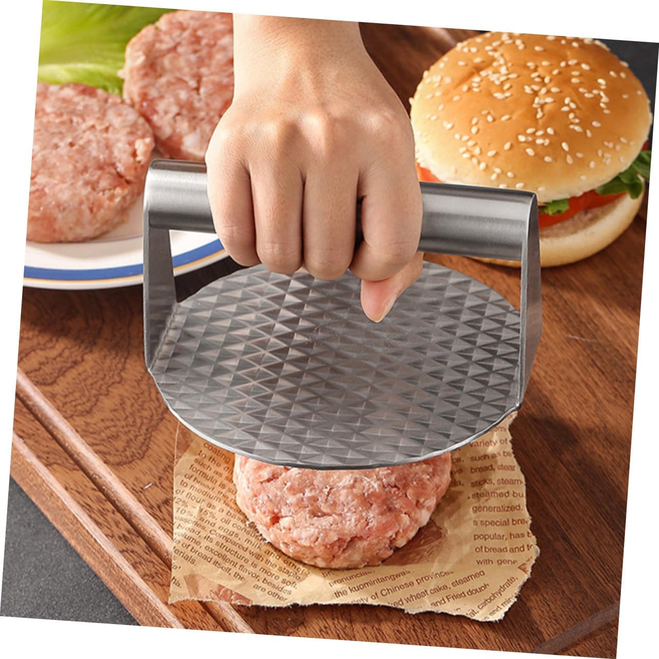 TOYANDONA Stainless Steel Grill BBQ Tool with Burger Press Spatula and Basting Brush for Outdoor Cooking Camping Barbecue Multi-Function Barbecue Accessories for Burgers Steaks Vegetables