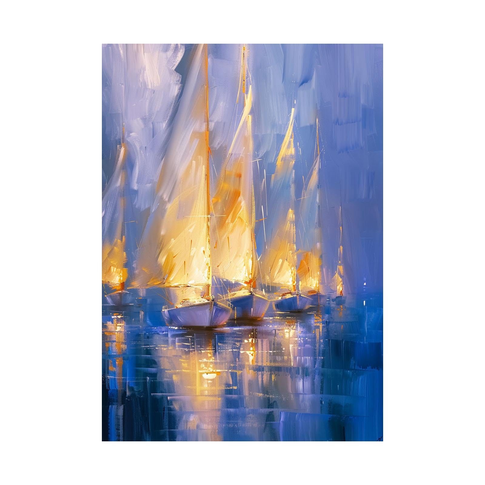 Tableau de bateaux à voile WODJEM 70x90cm pour sublimer votre mur moderne - 7