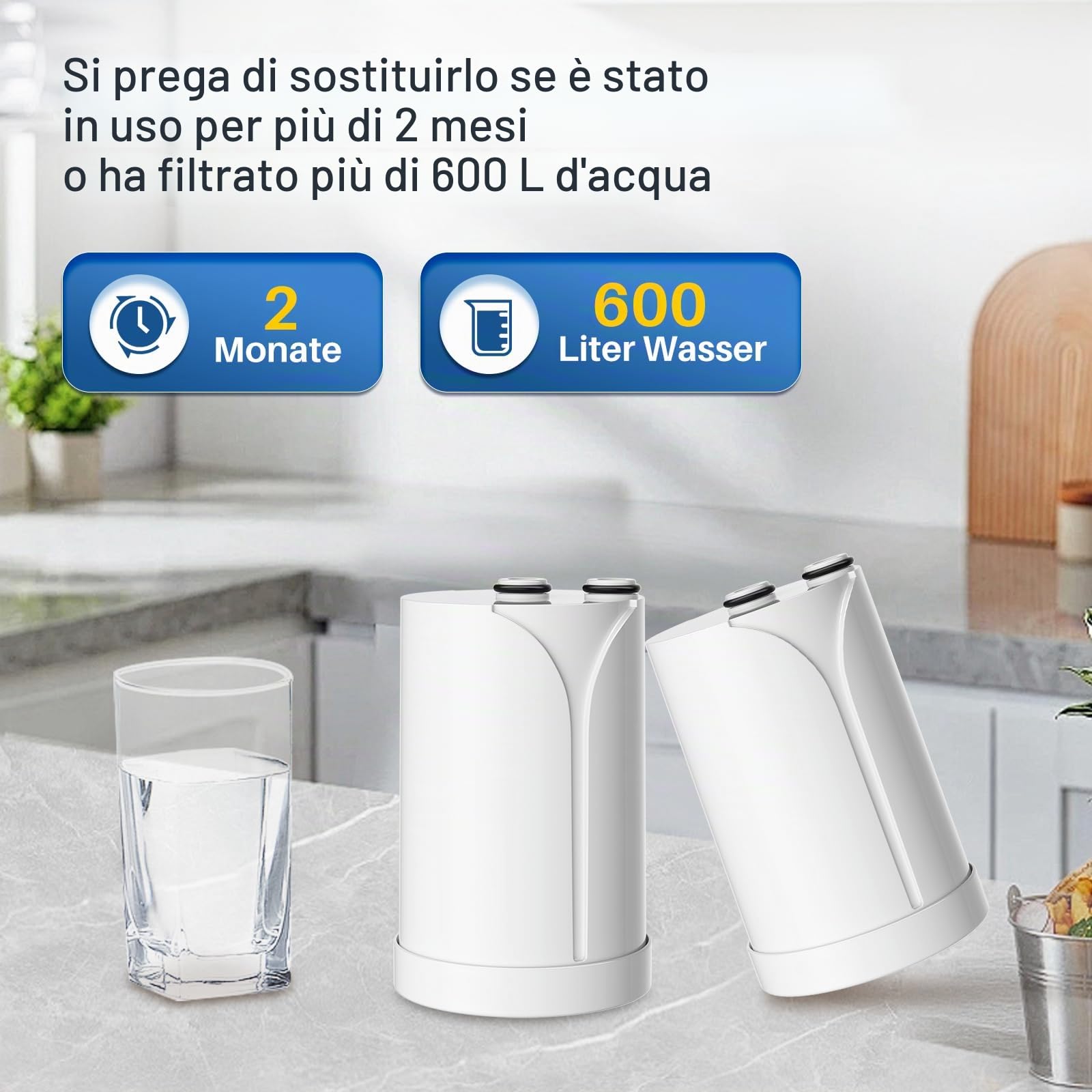 GOLDEN ICEPURE Brita On Tap Pro V-MF Filtro Acqua Rubinetto (600L) - Confezione da 4 Pezzi Filtri Brita per Rubinetto