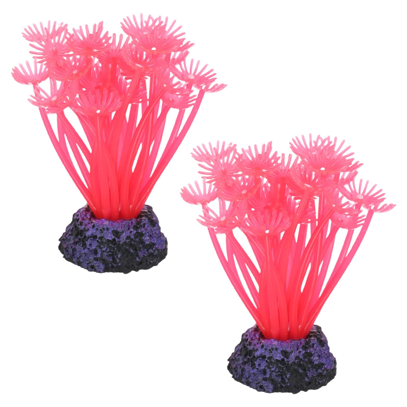 M METERXITY 2-Pack Artificial Sea Anemone Decor, Silicone Coral Aquarium Fish Tank Decoration for Freshwater and Saltwater Aquariums/Nano Setups, Fish Tank Ornament [Magenta] — image 1