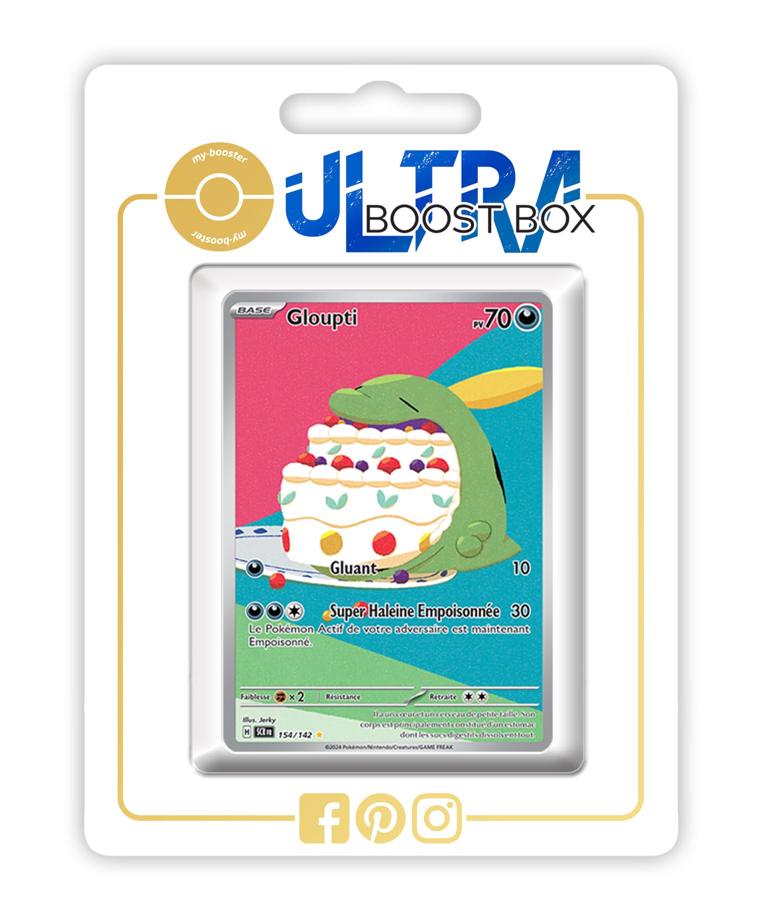 Gloupti 154/142 Art Rare (AR) – Carte Pokémon Écarlate Et Violet 7 Couronne Stellaire Neuve Sous Sleeve & Toploader