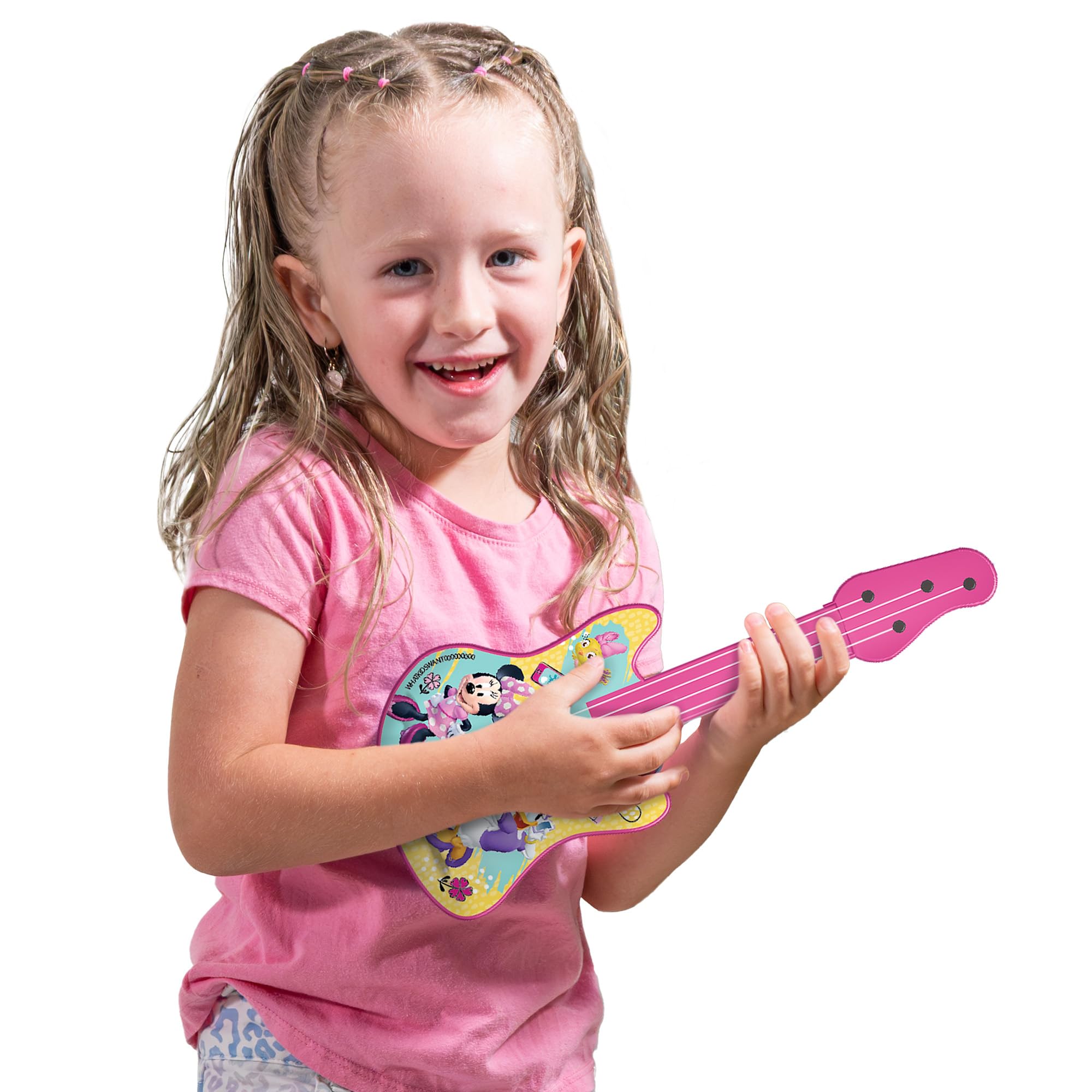 Disney Junior Minnie Mouse - Set musicale extra large, 7 pezzi, include maracas, flauto, tamburello, fischietto, chitarra e microfono eco