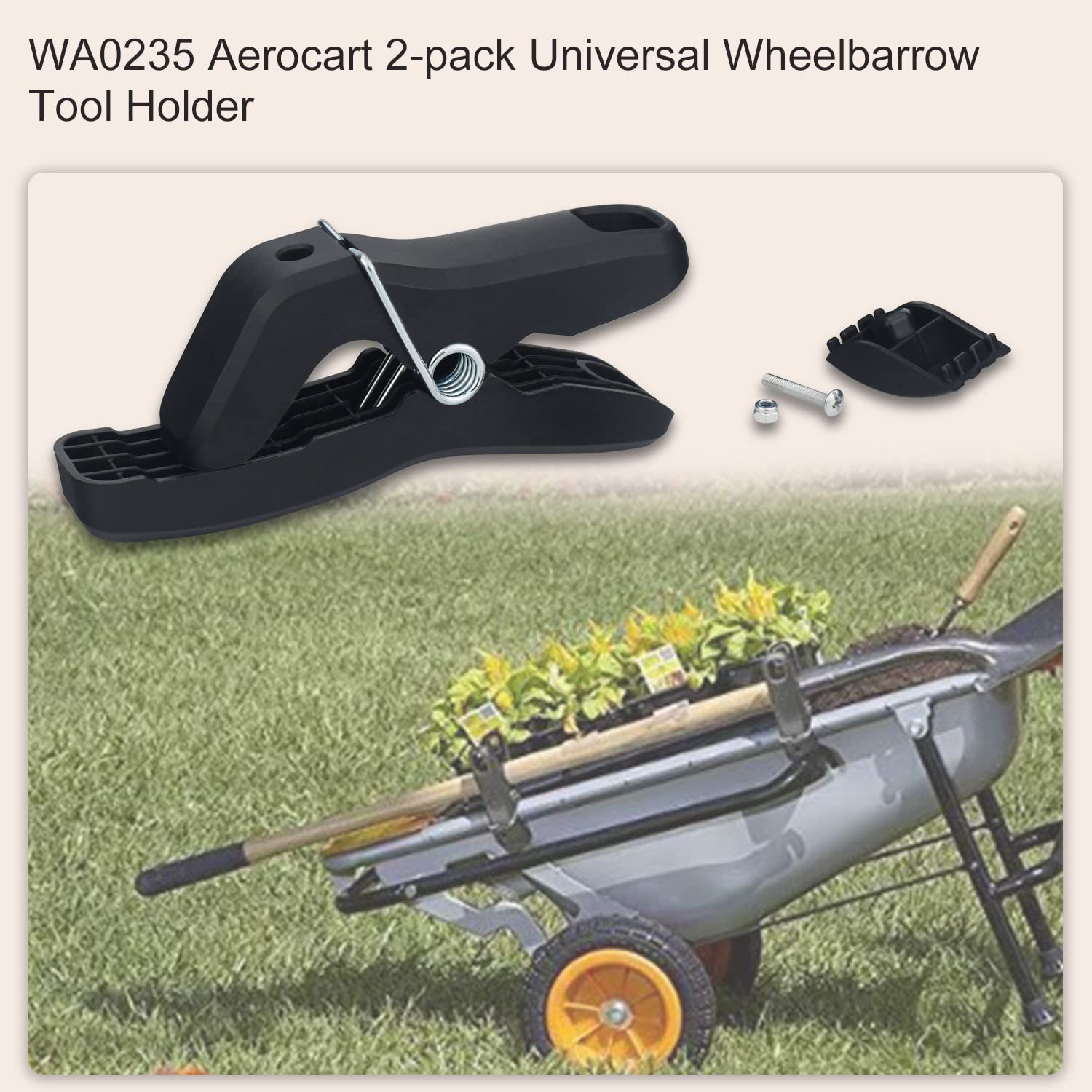 Universal Schubkarre Aerocart Werkzeughalter, für Worx Aerocart, Gorilla Work Wagon - für Transport Werkzeug Harke Schaufel, Heimgabel usw. - Allgemein kompatibel mit den meisten Marken von Einrädern