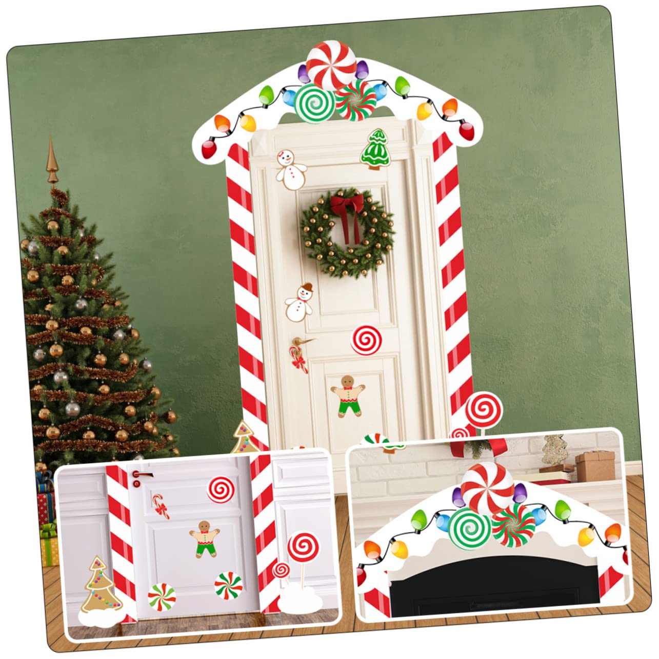 UKCOCO 4sets Adesivi Natalizi Per Porte Decorazioni Per Feste Con Atmosfera Festiva e Stile Unico Perfetti Per Interni Ed Esterni Resistente e Facile Da Applicare Per Case Uffici e Negozi
