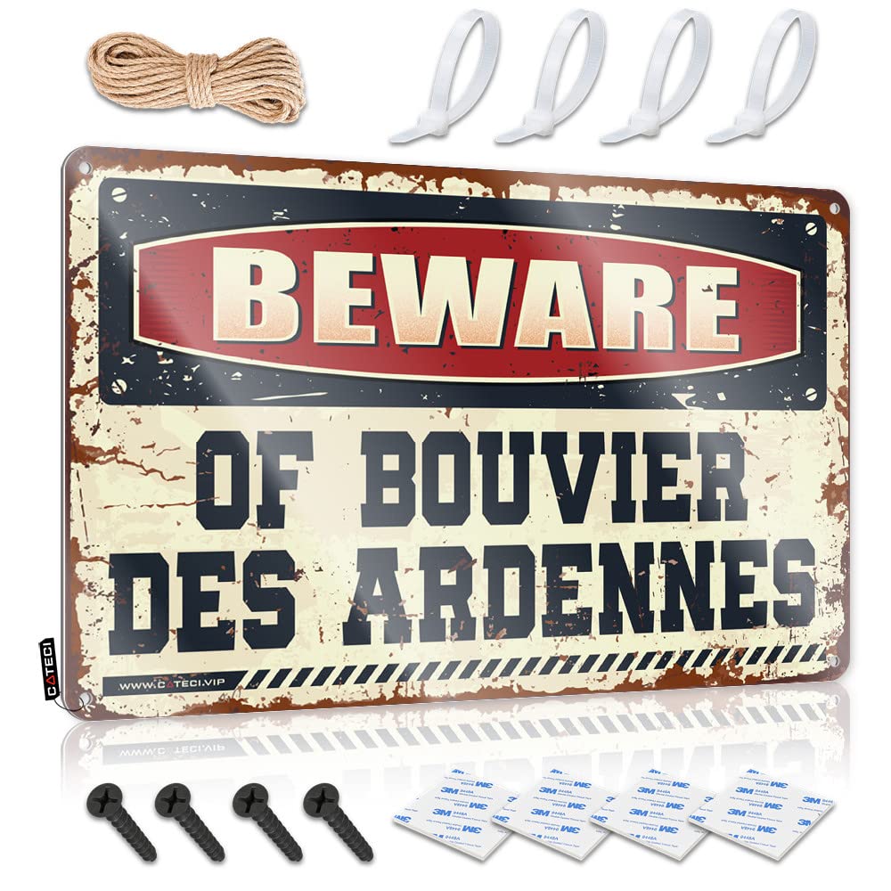 IBWNBBUSN Gaming Metal Tin Decor Beware Of Bouvier Des Ardennes Tin Sign Tin Sign Man Cave Decor Man Cave Bar(20X30CM)