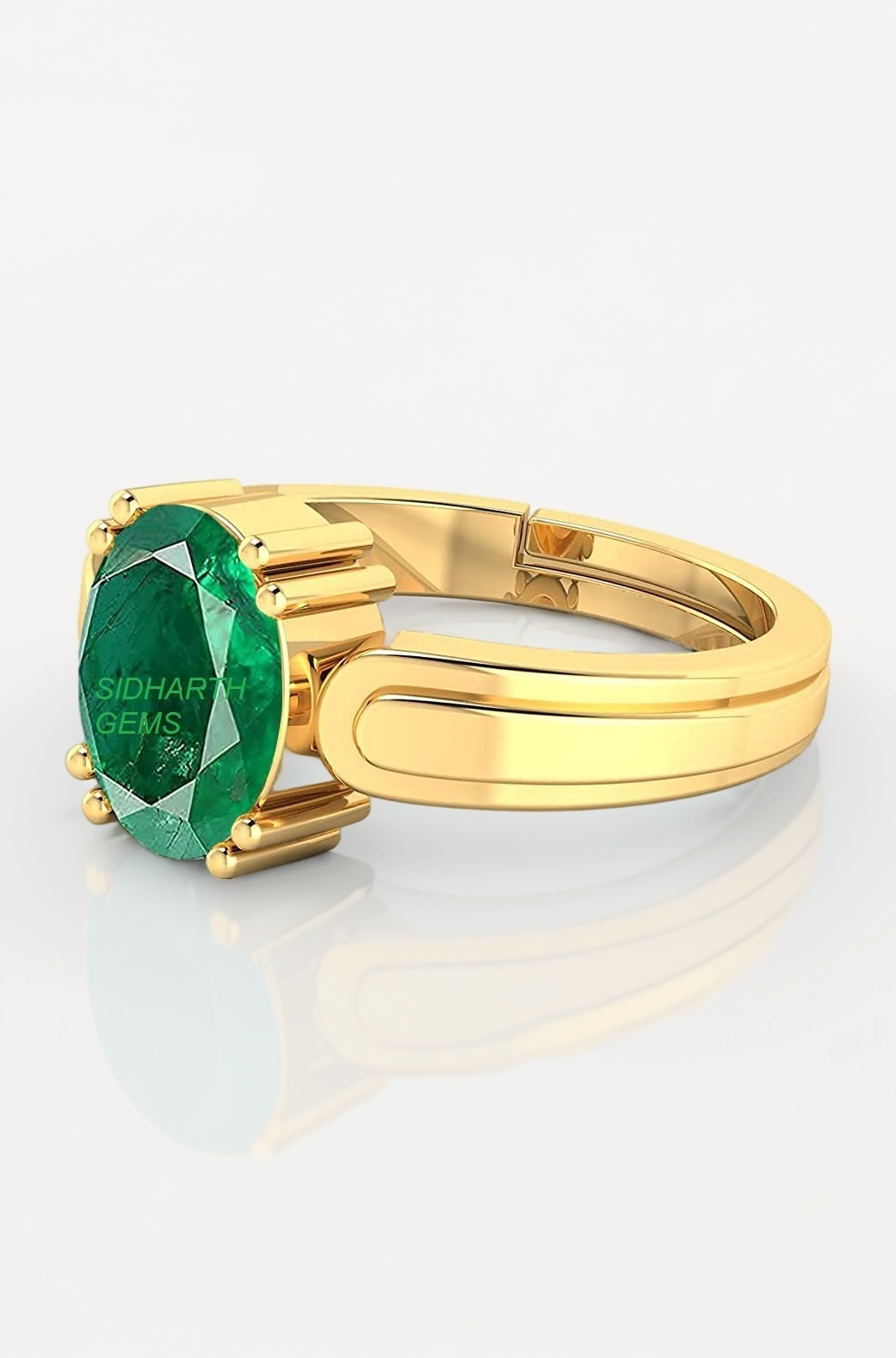 12.25 Ratti 11.40 Carat Certified Natural Emerald Panna Panchdhatu Adjustable Rashi Ratan Gold Plating Ring for Astrological Purpose Men & Women by Lab Certifeid
