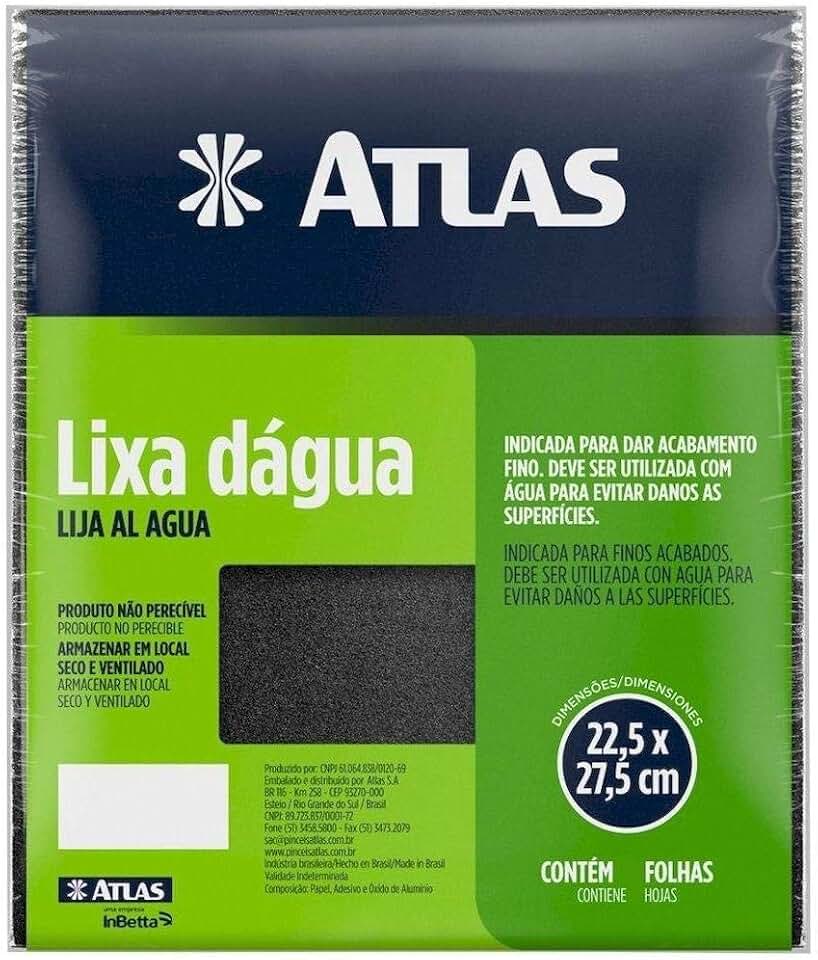 Atlas - Lixa D´água com Grão 220 e Verso em Papel, Tamanho 22,5 x 27,5 cm
