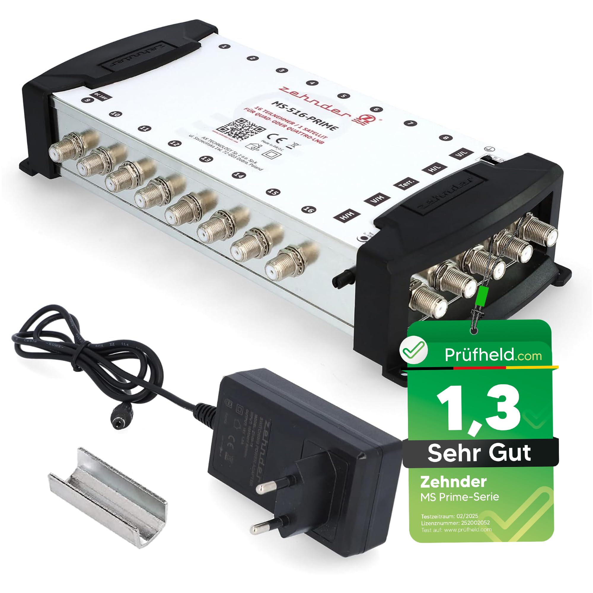 [ Test très bien *] Commutateur multiple ZEHNDER 5/16 pour LNB Quattro & Quad LNB, commutateur multiple pour 1 satellite et 16 participants (TV, récepteur satellite), répartiteur satellite numérique