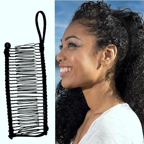 Miniatura 6 de 2 pinzas para el pelo de plátano, 30 dientes elásticos de plátano, herramienta de peinado perezoso para cabello grueso y rizado