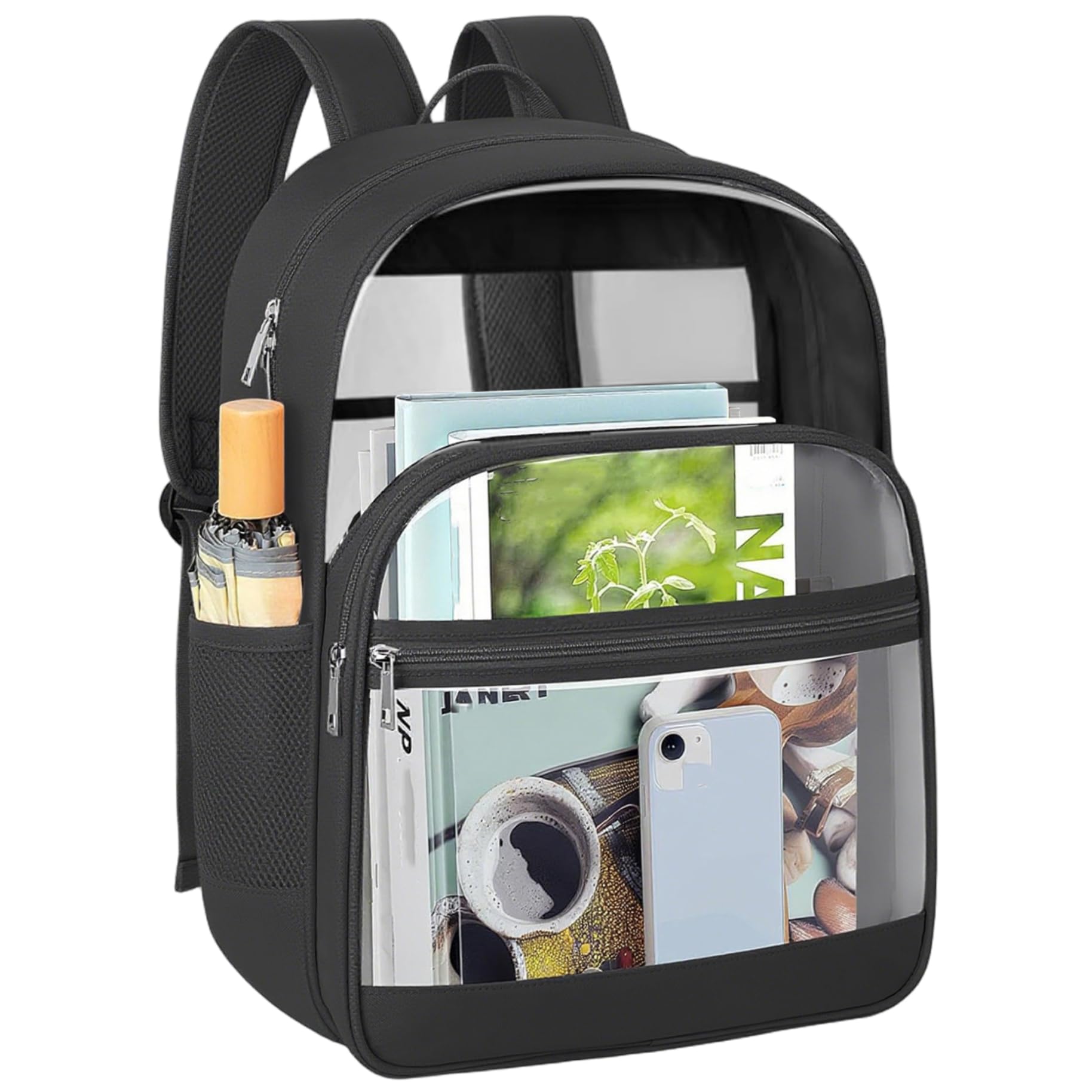 NIDONE Zaino trasparente Zaino trasparente impermeabile Borsa per libri di capacità con multitasche per eventi allo stadio, lavoro universitario
