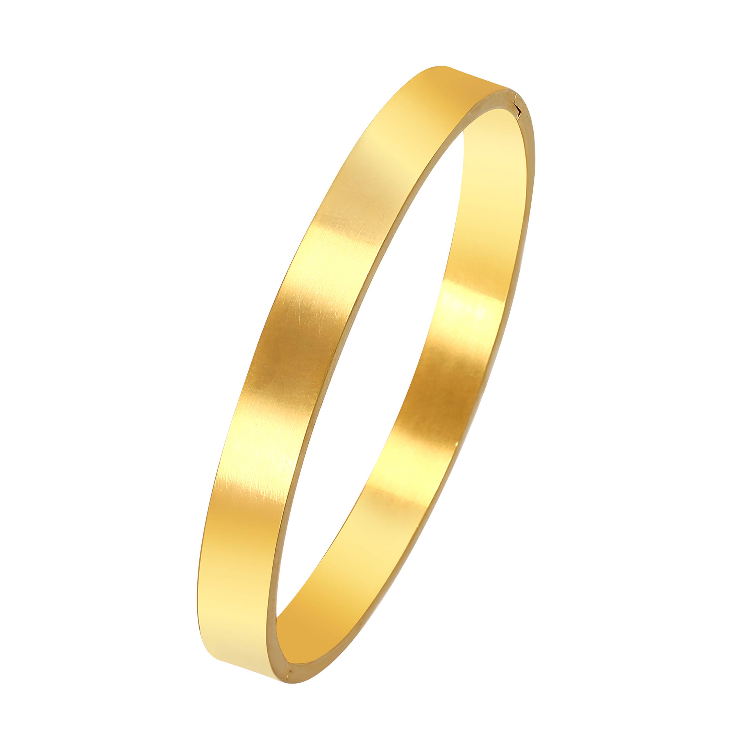 MEENAZ Metal Gold Plated Kada Bracelet for Men & Boys (White)