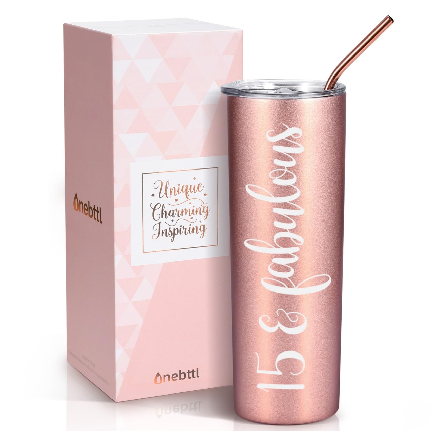 Onebttl Quinceanera Gifts, 15 Year Old Girl Gifts for Birthday, 15th Birthday Gifts for Girls, Female, Her - 20oz/590ml Stainless Steel Insulated Tumbler
